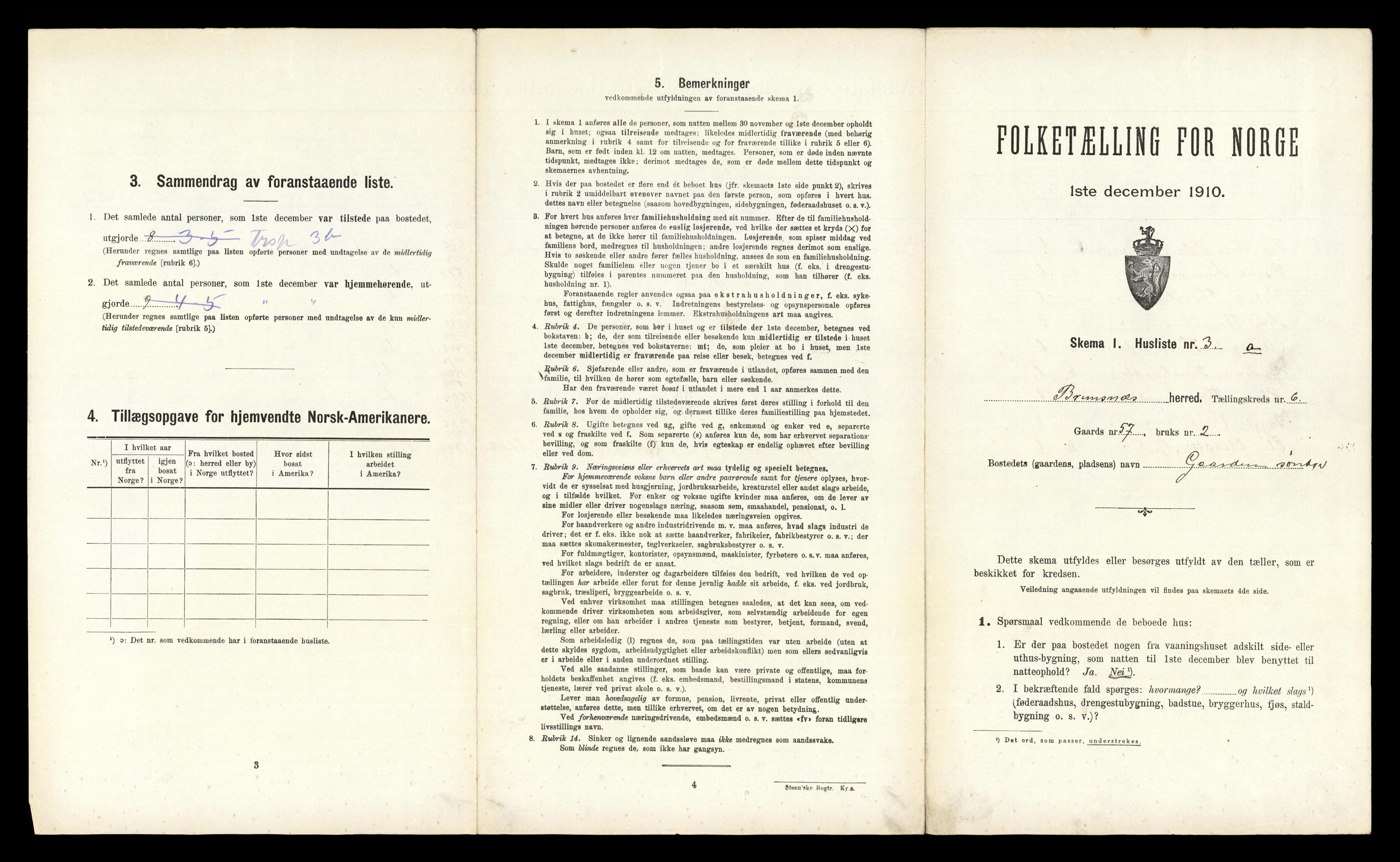 RA, 1910 census for Bremsnes, 1910, p. 818