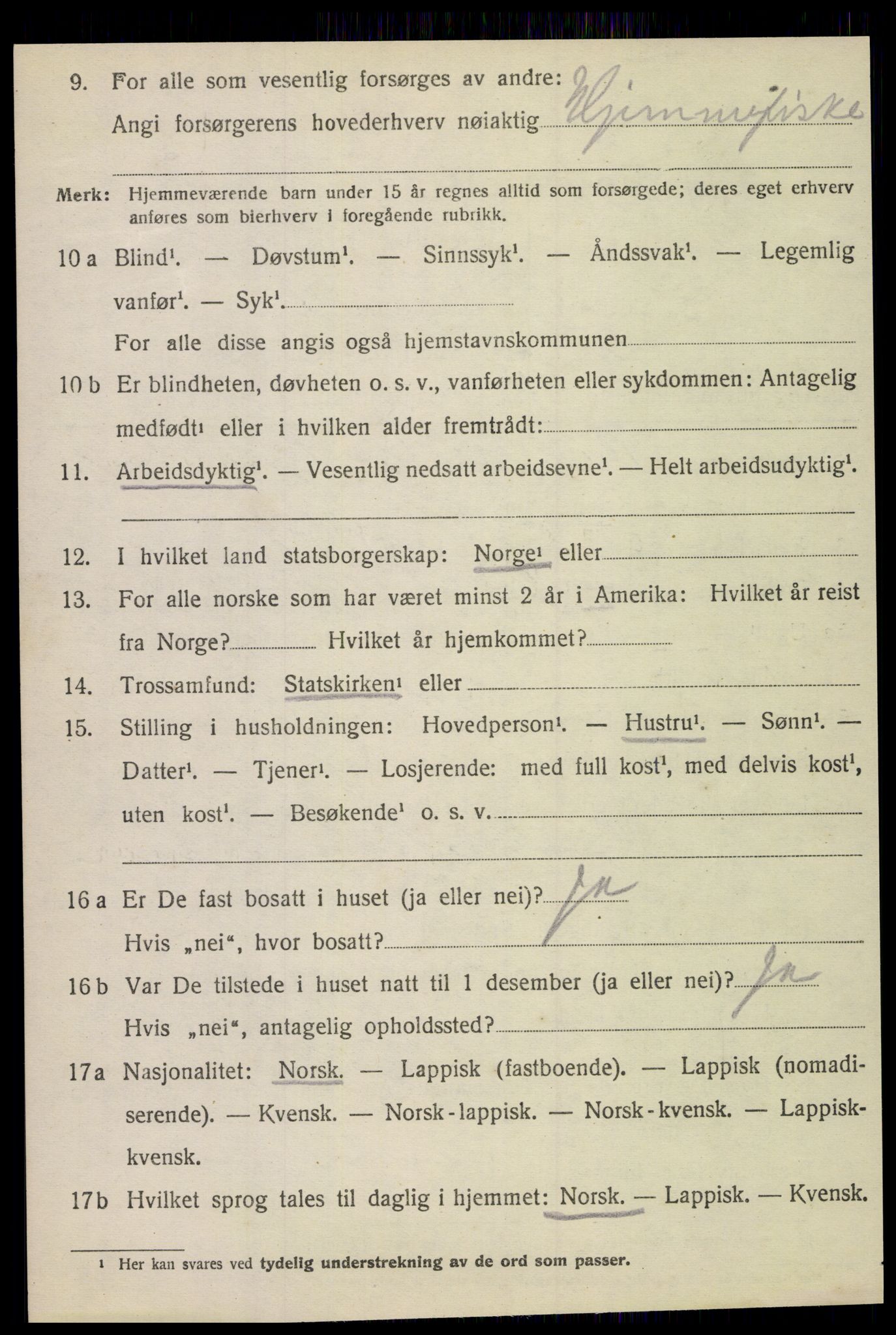 SAT, 1920 census for Lurøy, 1920, p. 4954