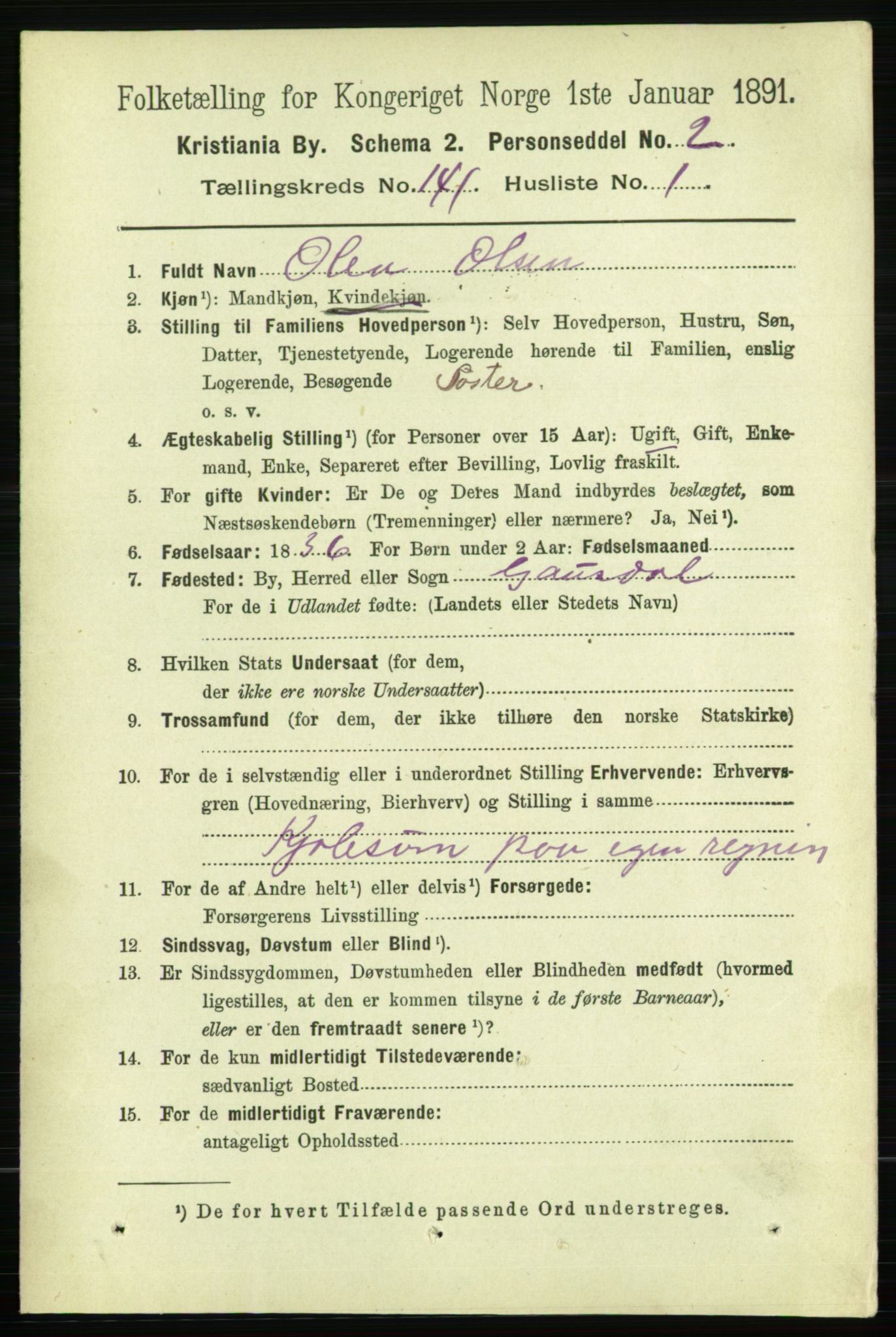 RA, 1891 census for 0301 Kristiania, 1891, p. 77969