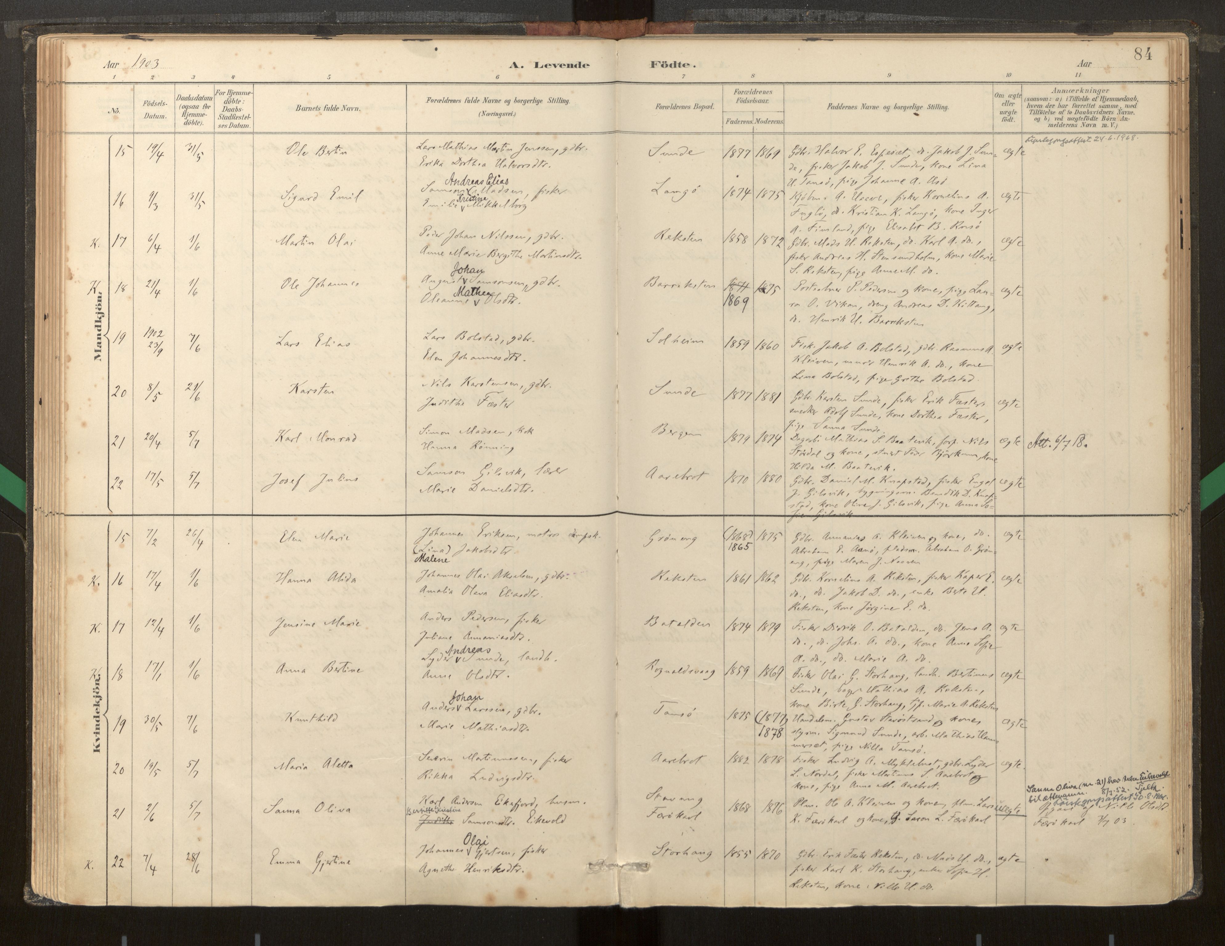 Kinn sokneprestembete, AV/SAB-A-80801/H/Haa/Haab/L0001: Parish register (official) no. B 1, 1886-1921, p. 84