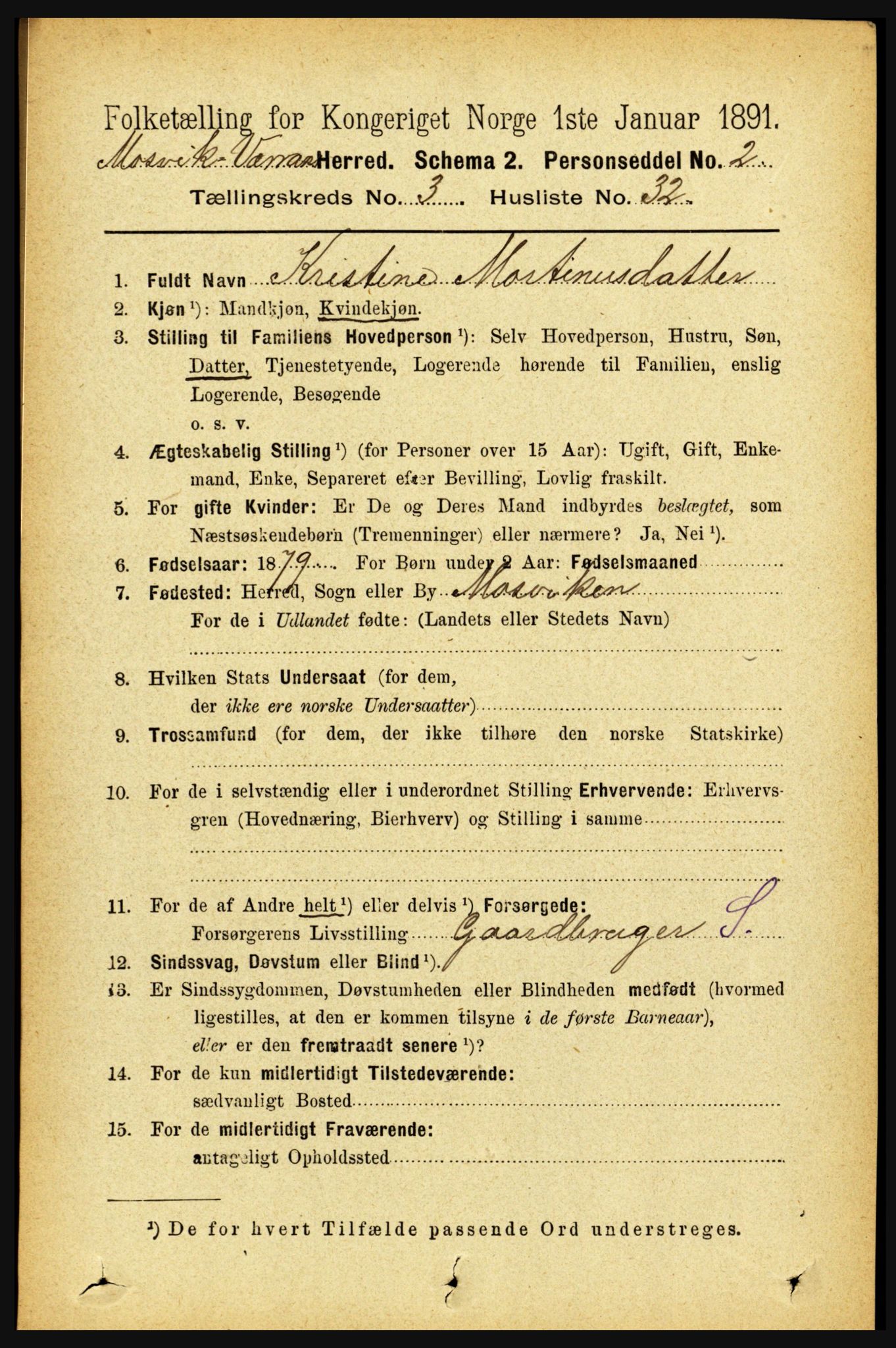 RA, 1891 census for 1723 Mosvik og Verran, 1891, p. 1131