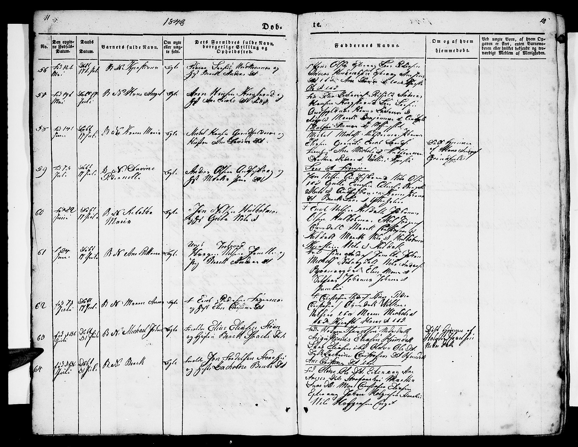 Ministerialprotokoller, klokkerbøker og fødselsregistre - Nordland, AV/SAT-A-1459/827/L0413: Parish register (copy) no. 827C02, 1842-1852, p. 11-12