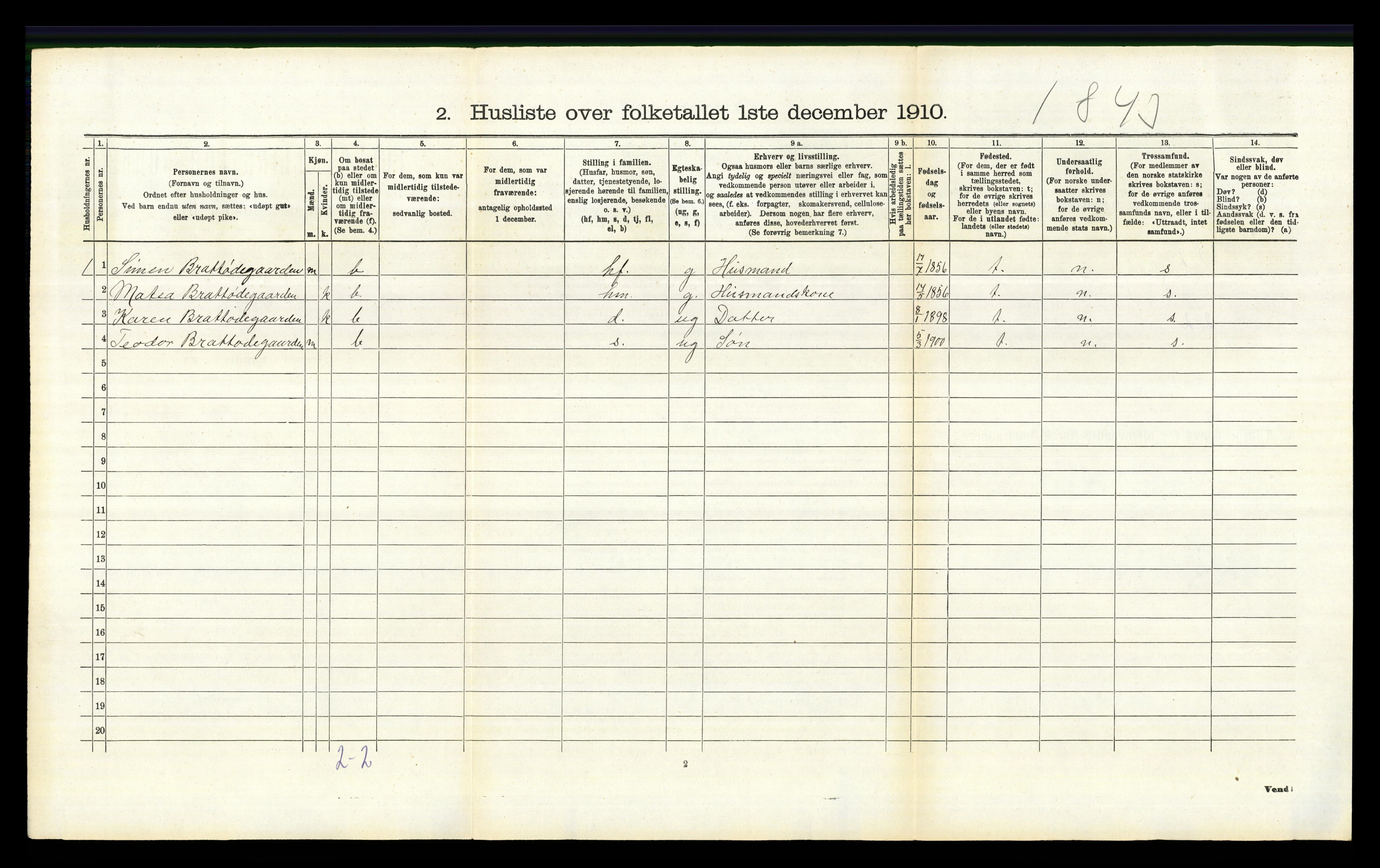 RA, 1910 census for Fåberg, 1910, p. 703