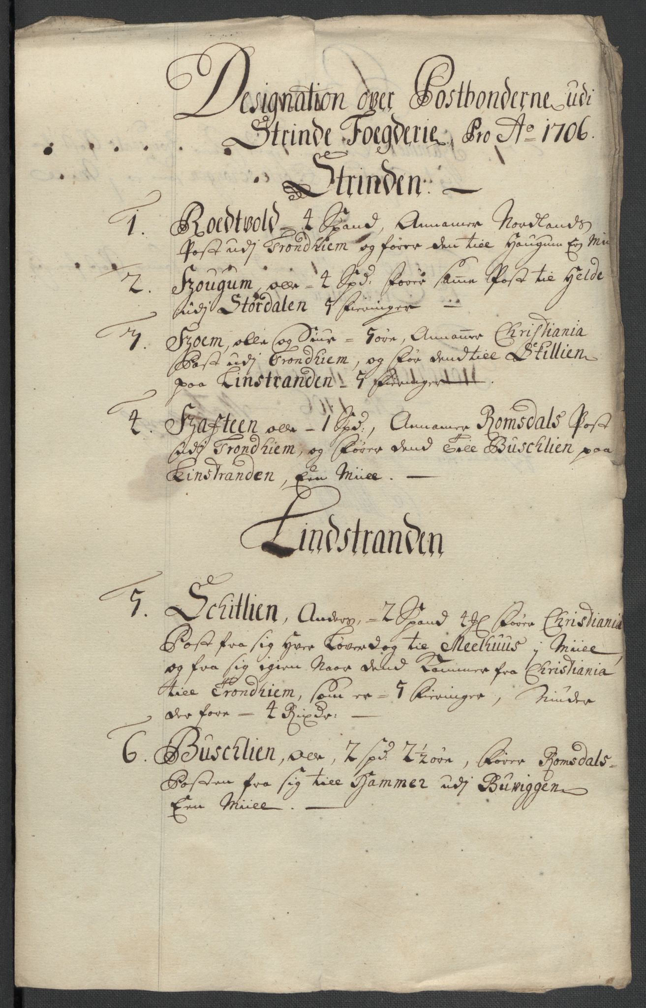 Rentekammeret inntil 1814, Reviderte regnskaper, Fogderegnskap, AV/RA-EA-4092/R61/L4109: Fogderegnskap Strinda og Selbu, 1704-1706, p. 642