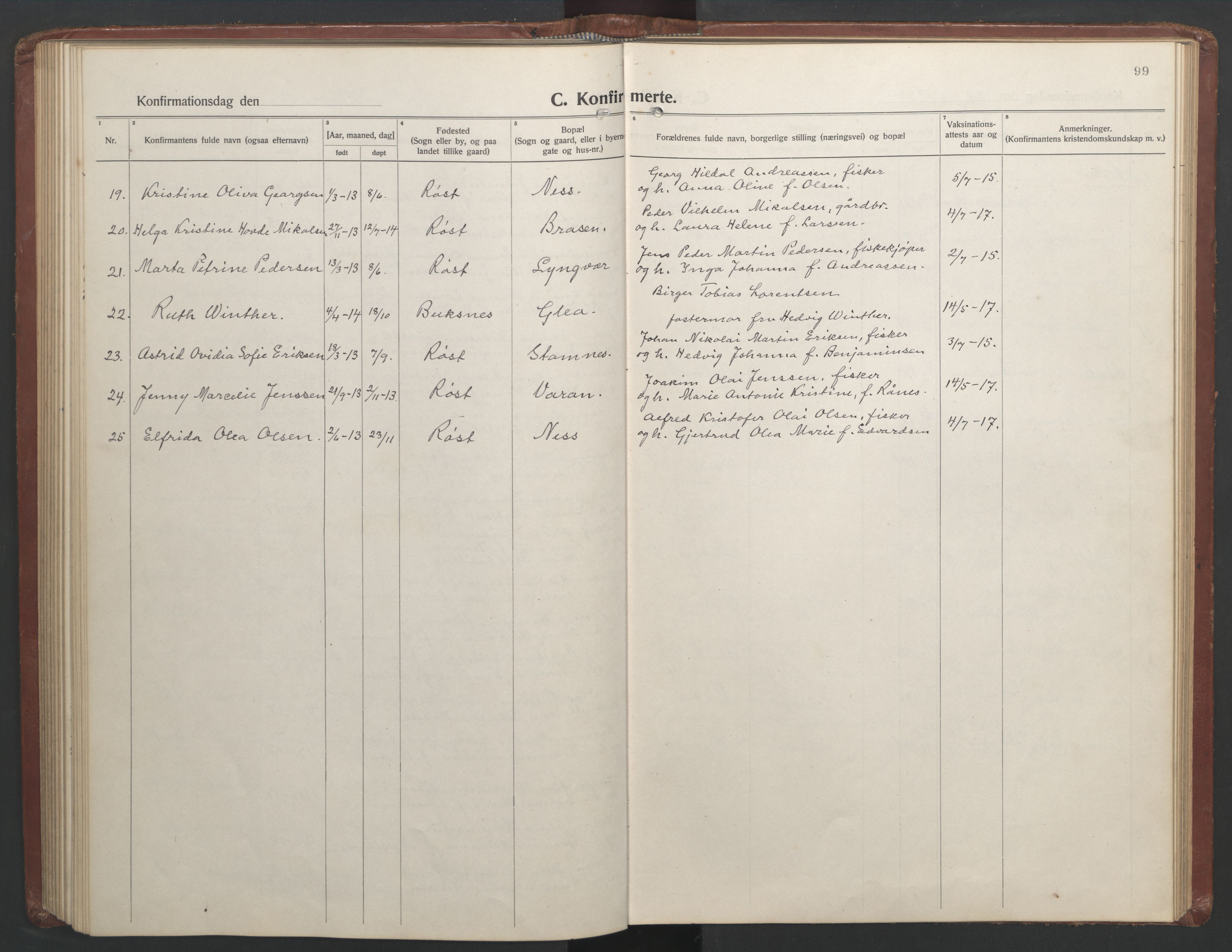 Ministerialprotokoller, klokkerbøker og fødselsregistre - Nordland, AV/SAT-A-1459/808/L0132: Parish register (copy) no. 808C03, 1920-1946, p. 99