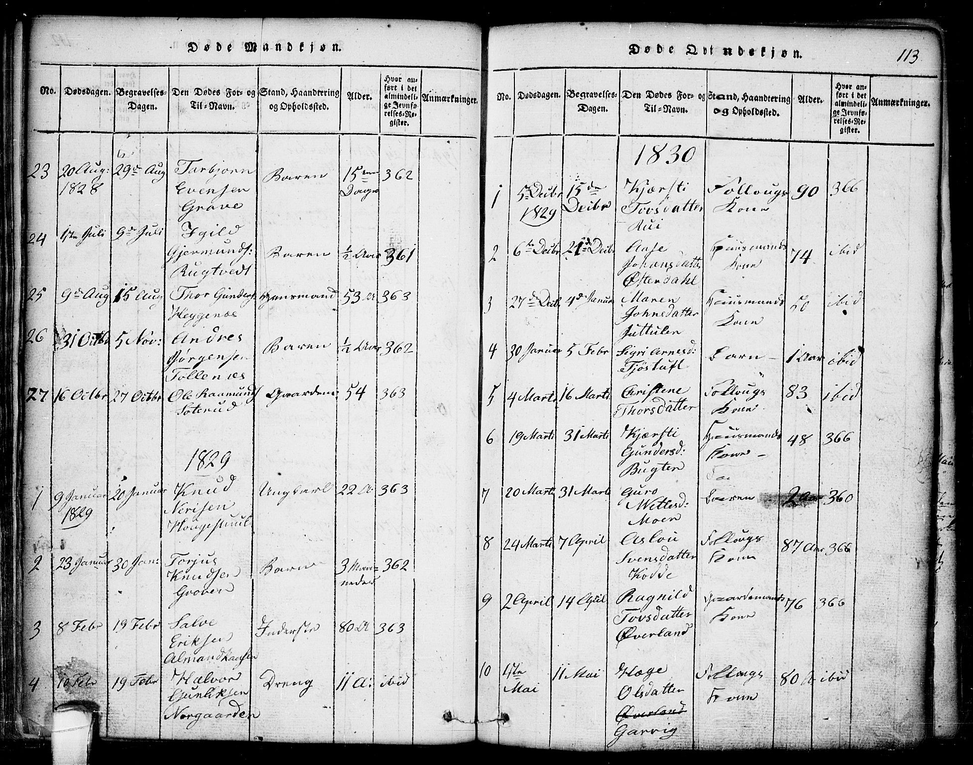 Seljord kirkebøker, SAKO/A-20/G/Ga/L0001: Parish register (copy) no. I 1, 1815-1854, p. 113