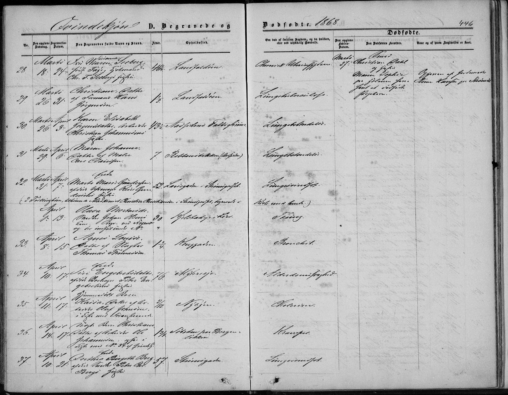 Bragernes kirkebøker, AV/SAKO-A-6/F/Fb/L0003: Parish register (official) no. II 3, 1860-1868, p. 446