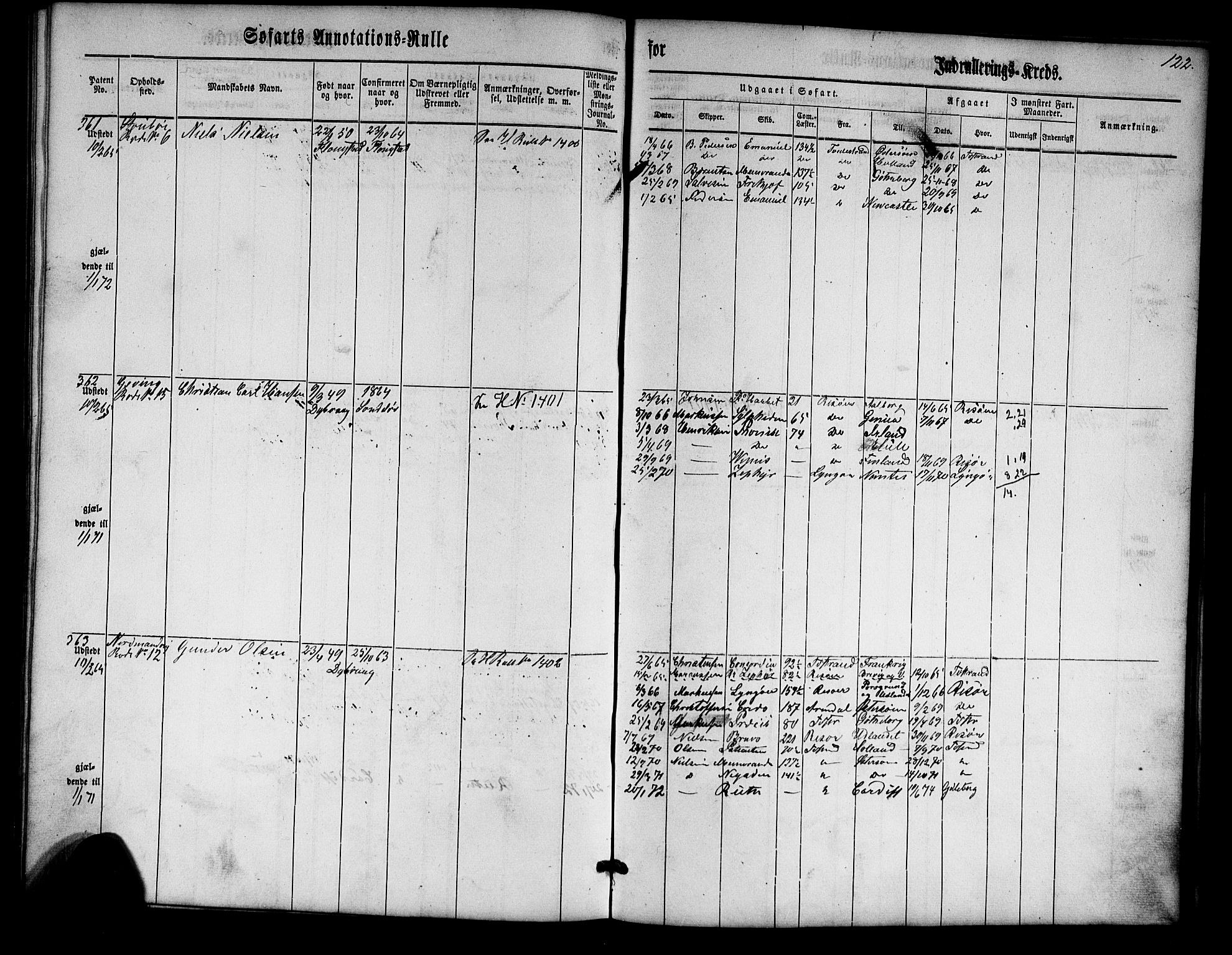 Tvedestrand mønstringskrets, SAK/2031-0011/F/Fa/L0002: Annotasjonsrulle nr 1-435 med register, U-24, 1860-1865, p. 139