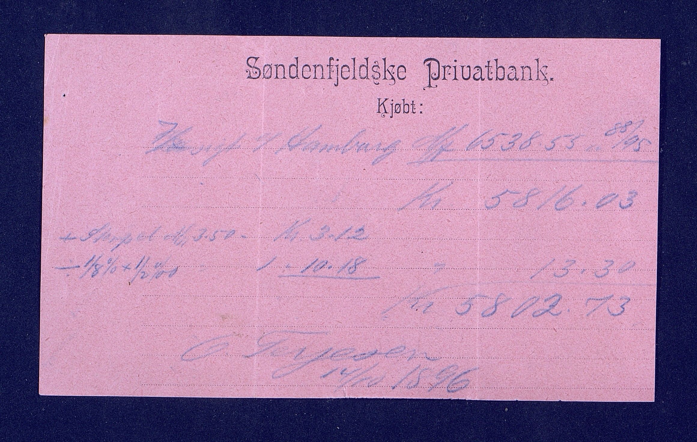 O. Terjesens rederi, AAKS/PA-2525/R/R02/L0001: Regnskapsbilag, 1884-1898