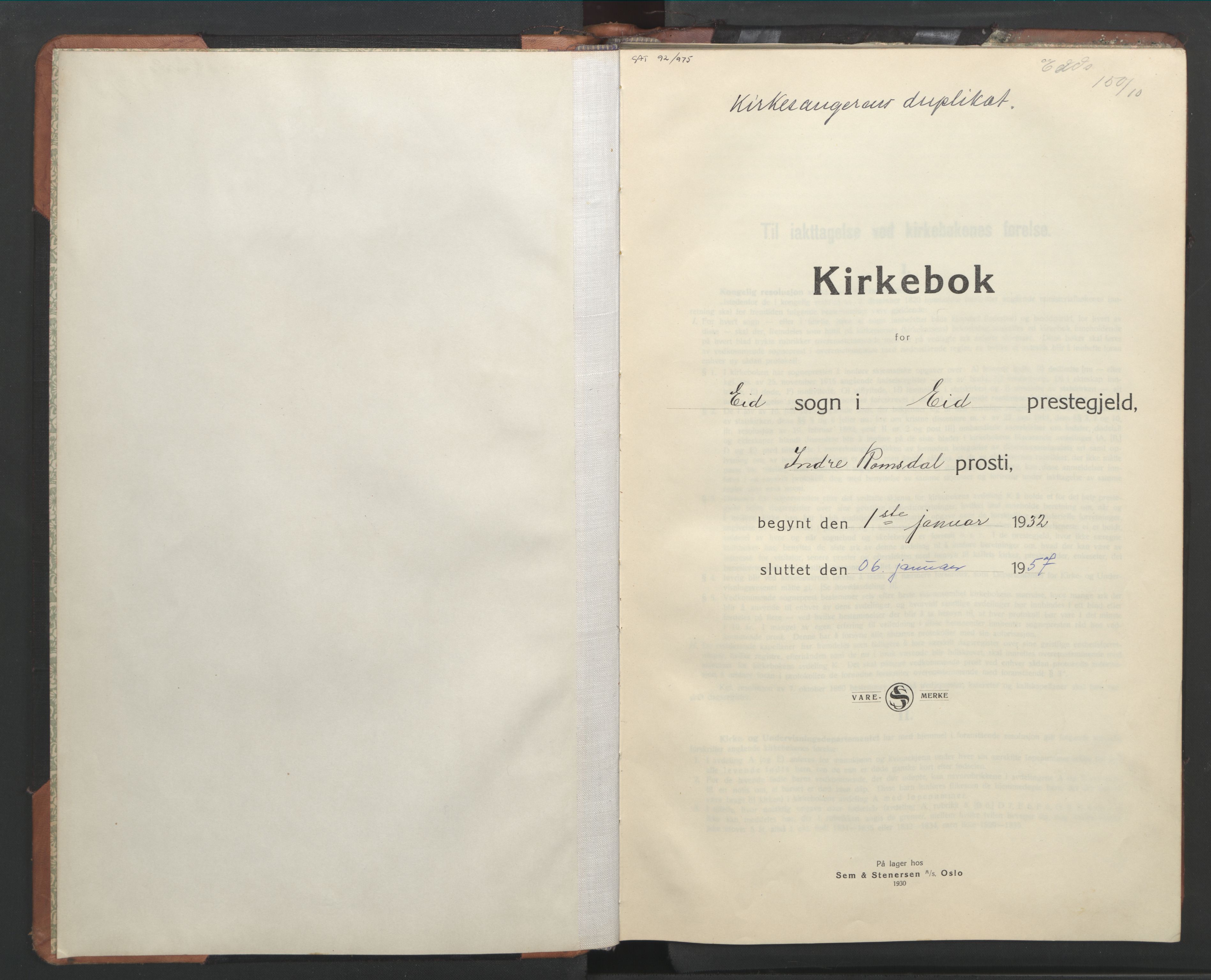 Ministerialprotokoller, klokkerbøker og fødselsregistre - Møre og Romsdal, AV/SAT-A-1454/542/L0559: Parish register (copy) no. 542C02, 1932-1952