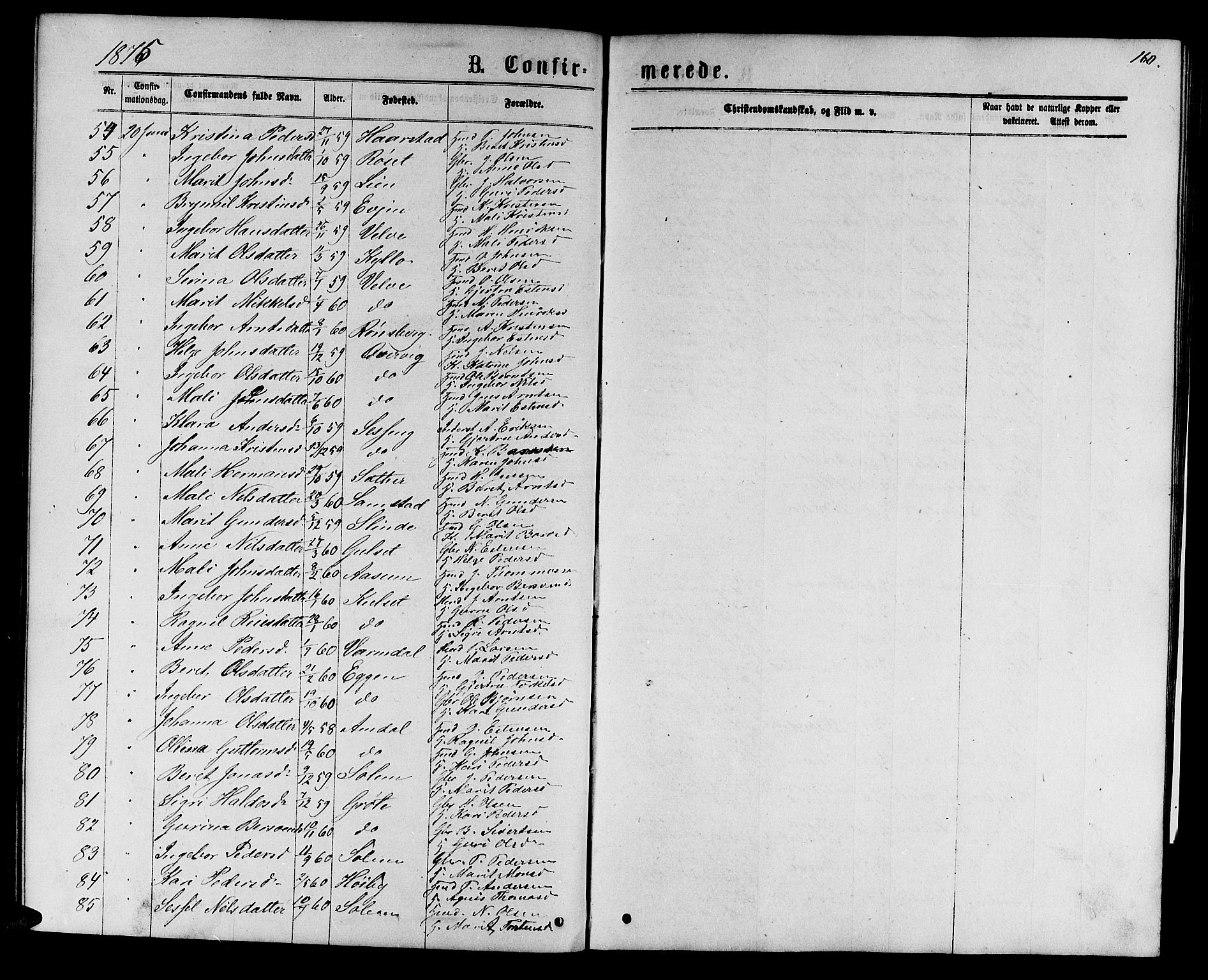 Ministerialprotokoller, klokkerbøker og fødselsregistre - Sør-Trøndelag, AV/SAT-A-1456/695/L1156: Parish register (copy) no. 695C07, 1869-1888, p. 160