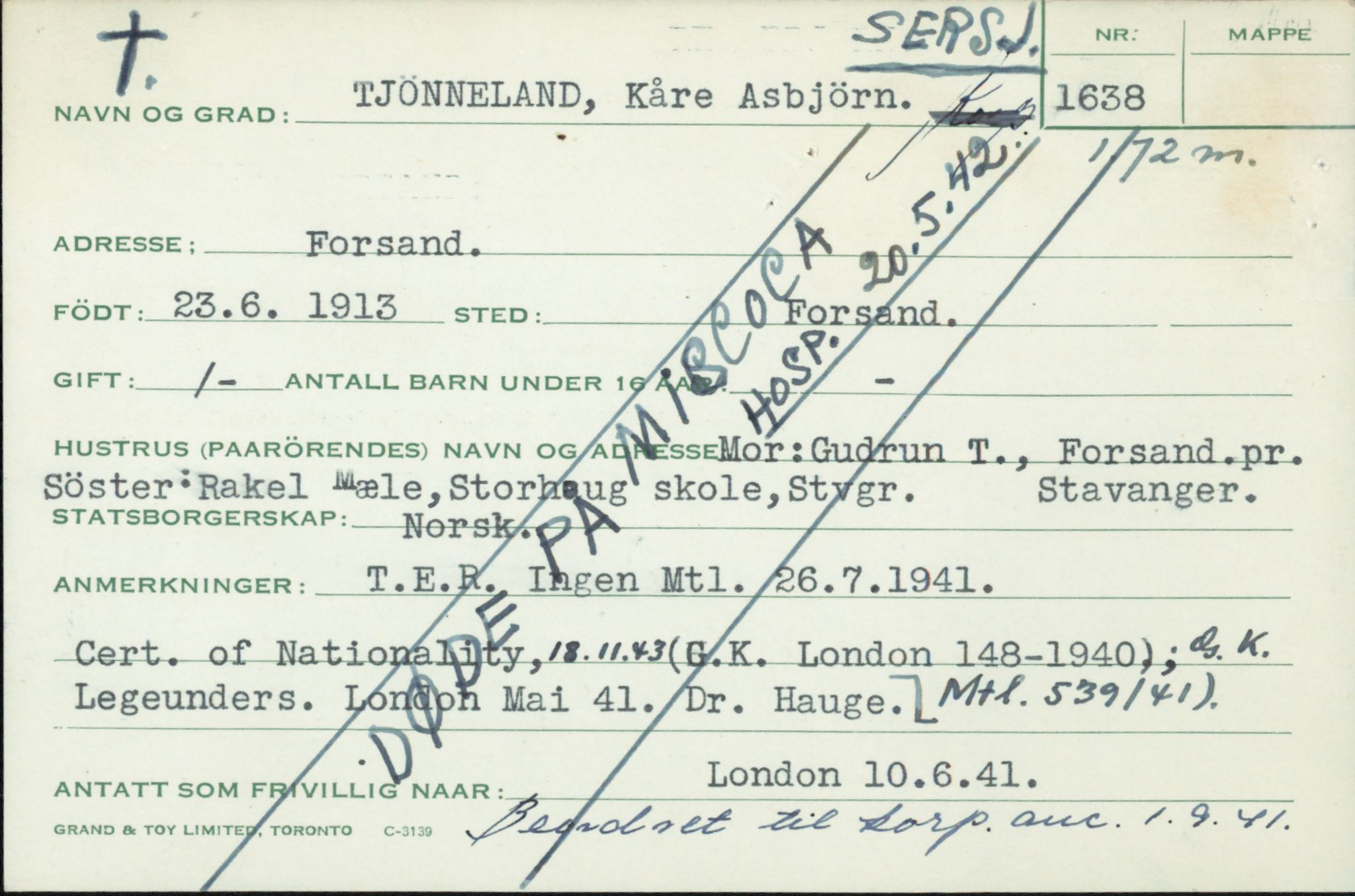 Forsvaret, Forsvarets overkommando/Luftforsvarsstaben, AV/RA-RAFA-4079/P/Pa/L0044: Personellpapirer, 1915, p. 331