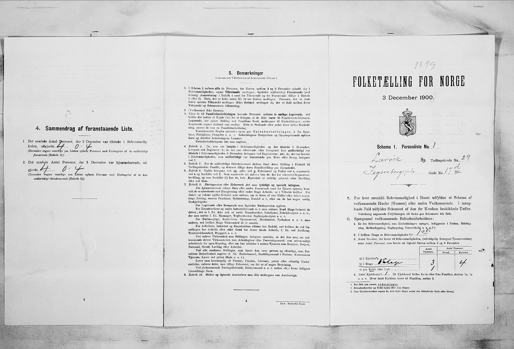 RA, 1900 census for Larvik, 1900, p. 3170