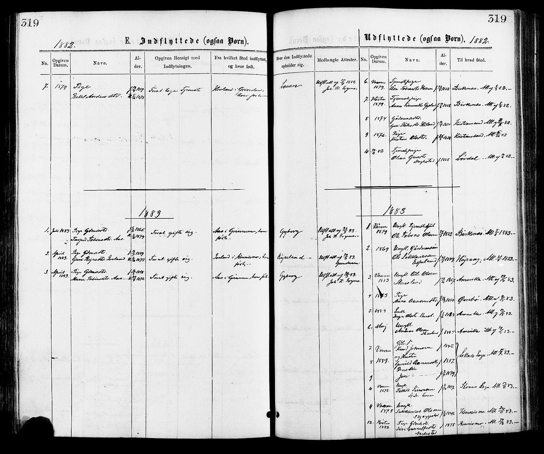 Hægebostad sokneprestkontor, AV/SAK-1111-0024/F/Fa/Faa/L0005: Parish register (official) no. A 5, 1864-1886, p. 319