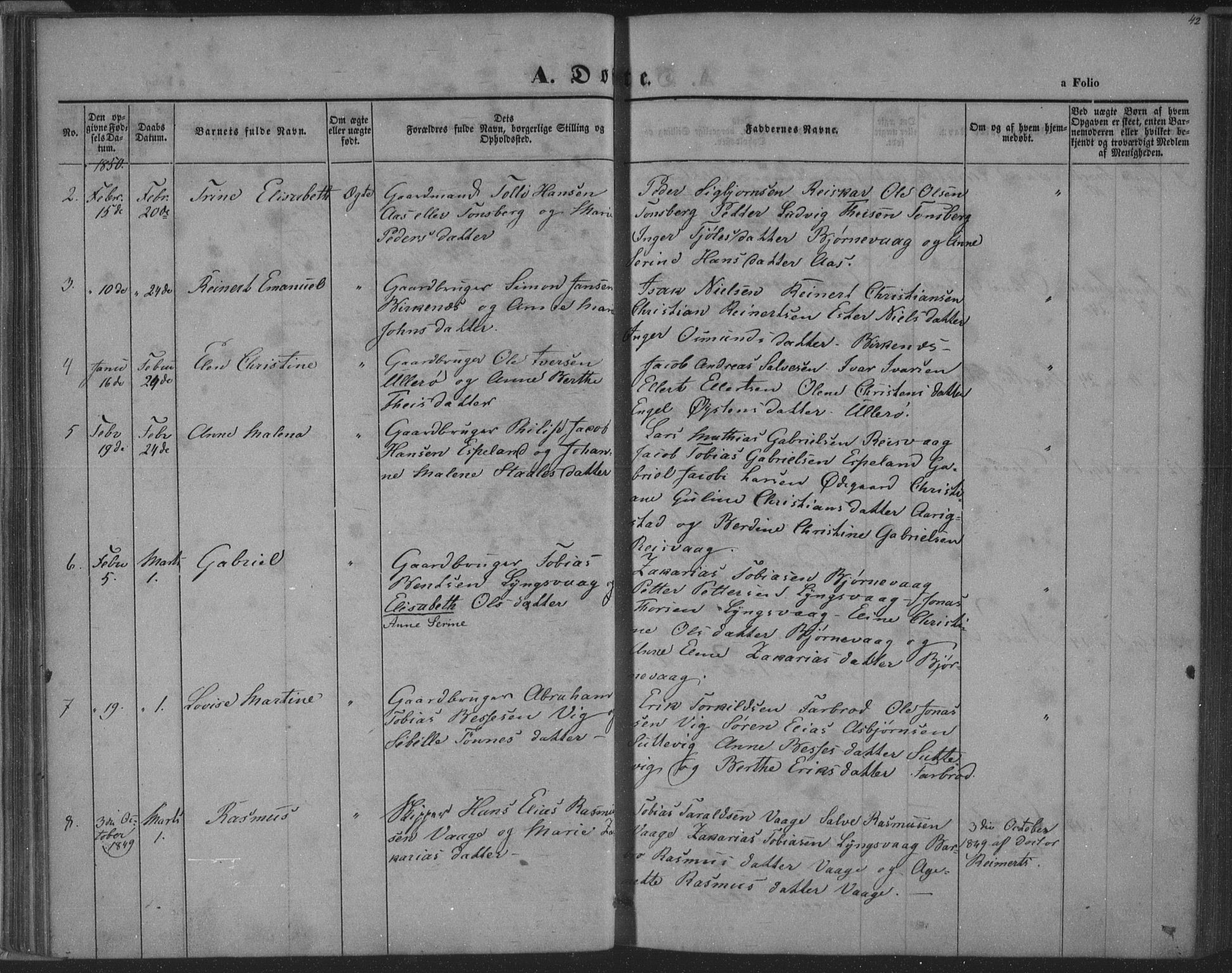 Herad sokneprestkontor, AV/SAK-1111-0018/F/Fa/Fab/L0003: Parish register (official) no. A 3, 1844-1853, p. 42