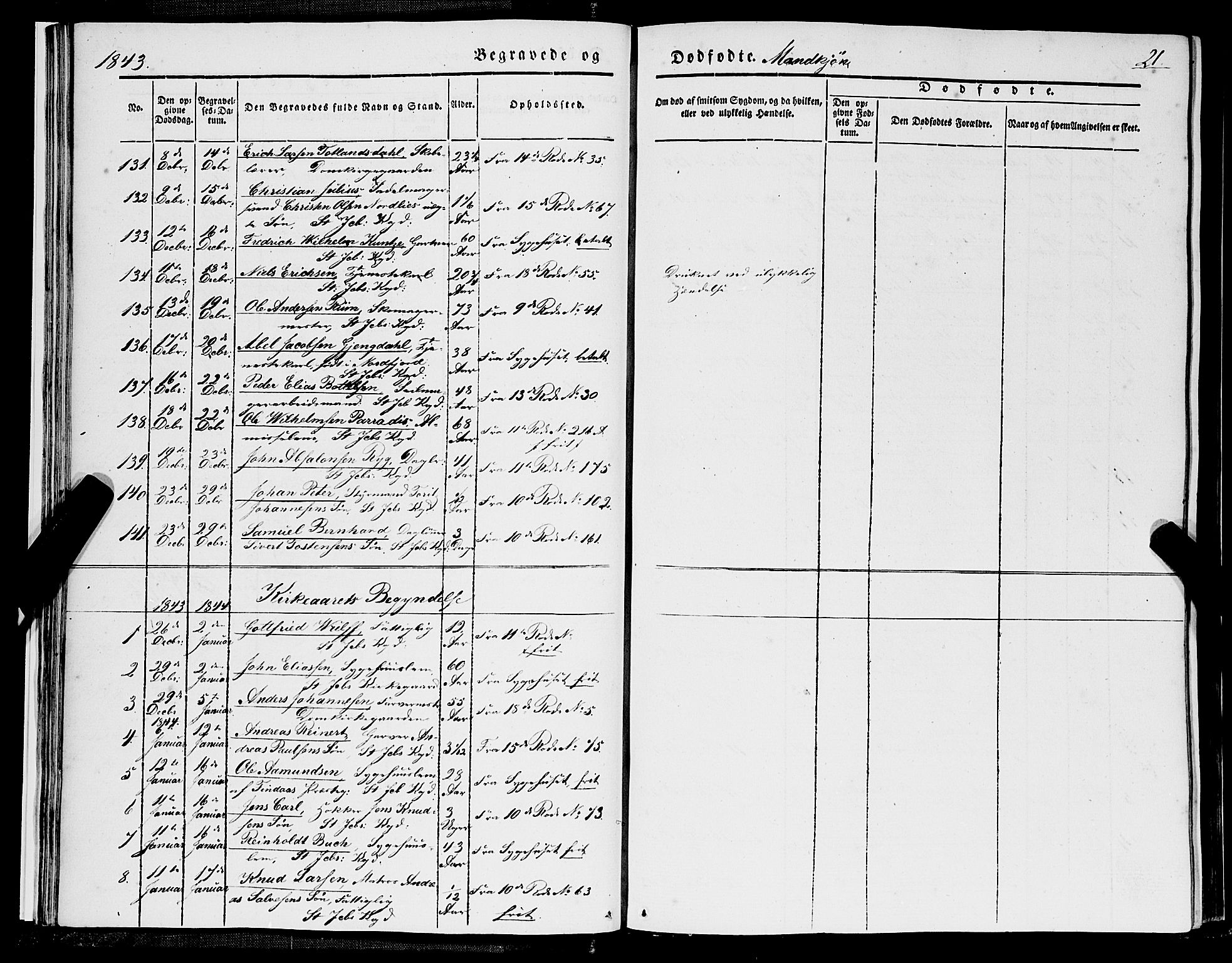 Domkirken sokneprestembete, SAB/A-74801/H/Haa/L0040: Parish register (official) no. E 1, 1841-1853, p. 21