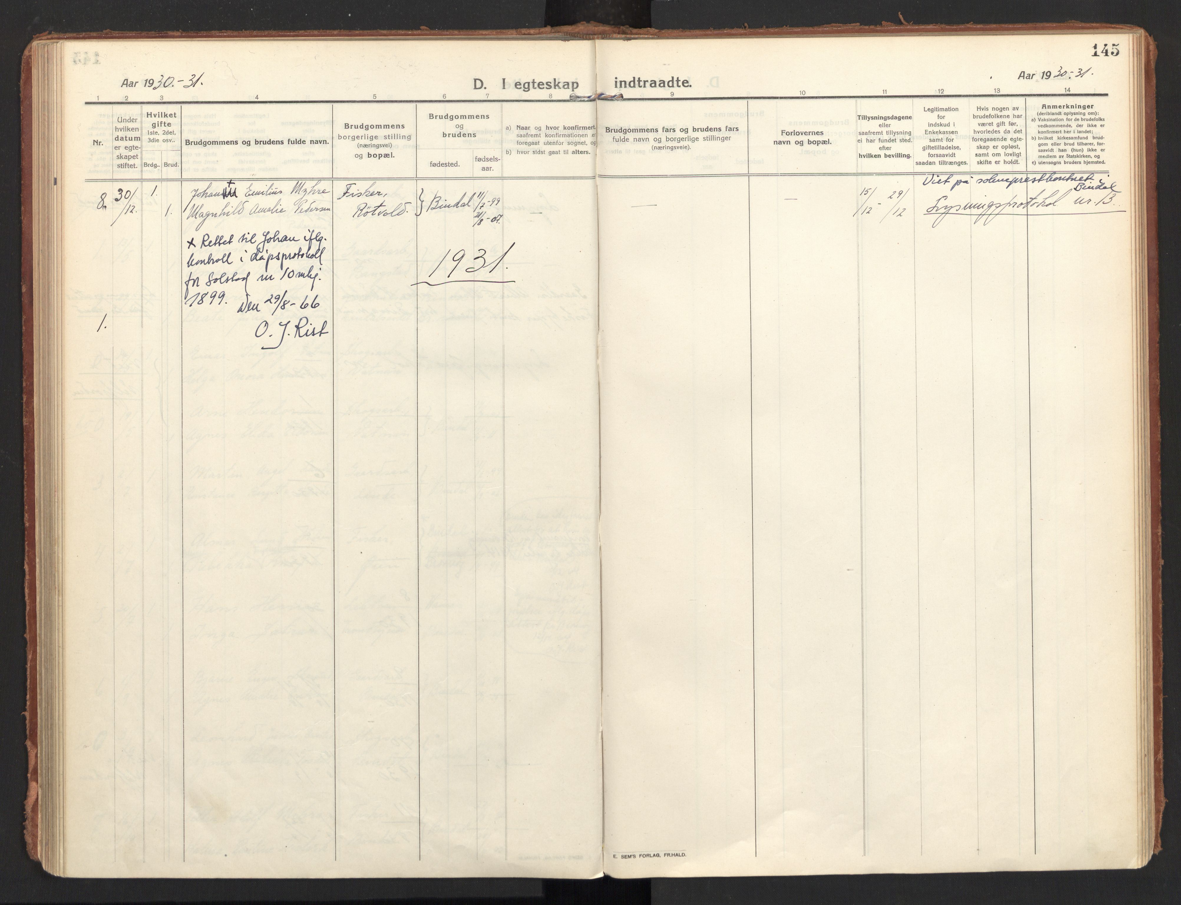 Ministerialprotokoller, klokkerbøker og fødselsregistre - Nordland, AV/SAT-A-1459/810/L0156: Parish register (official) no. 810A15, 1915-1930, p. 145