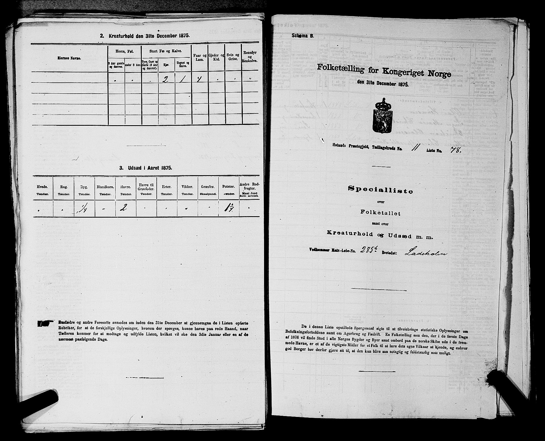 RA, 1875 census for 0221P Høland, 1875, p. 2131