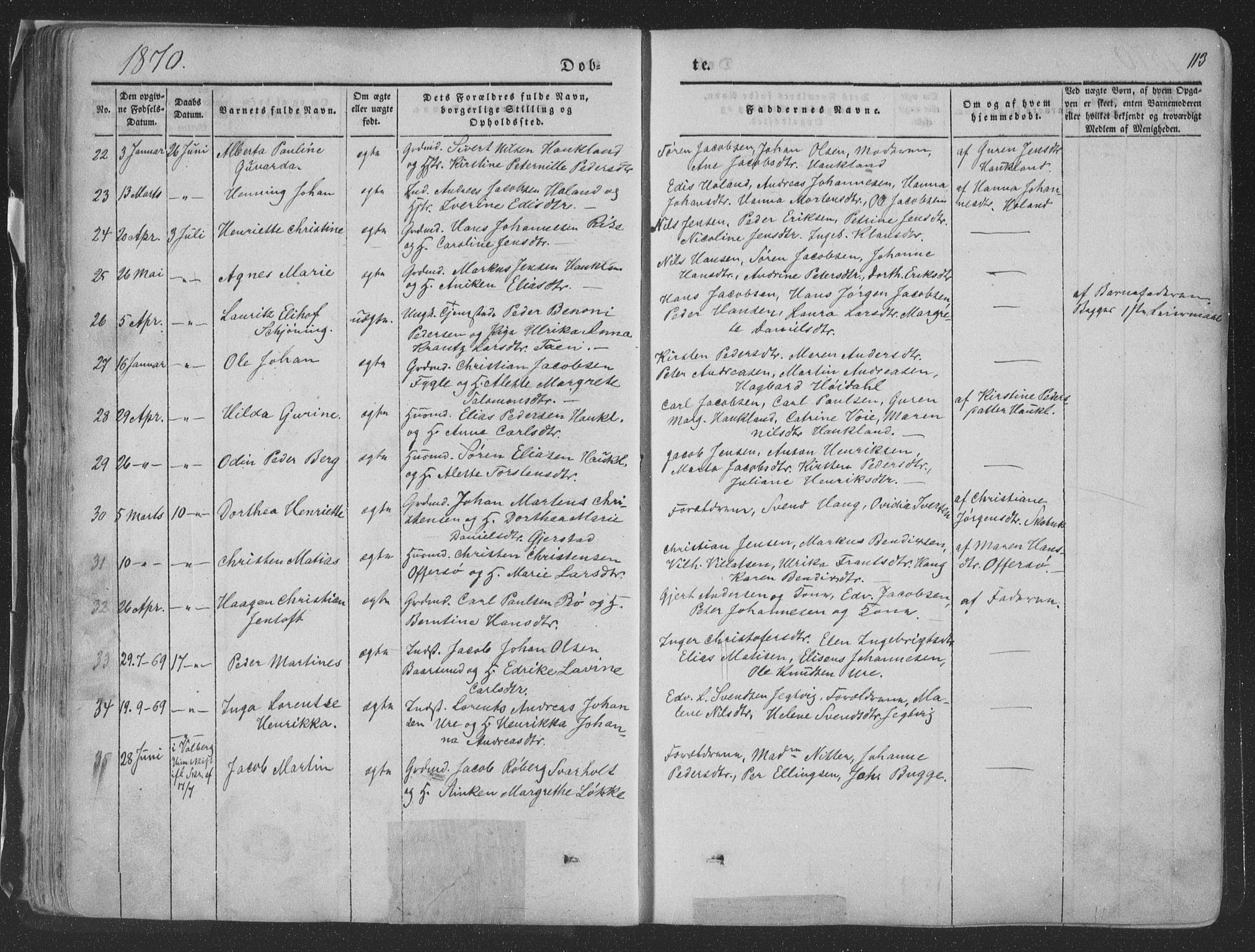 Ministerialprotokoller, klokkerbøker og fødselsregistre - Nordland, AV/SAT-A-1459/881/L1165: Parish register (copy) no. 881C02, 1854-1876, p. 113