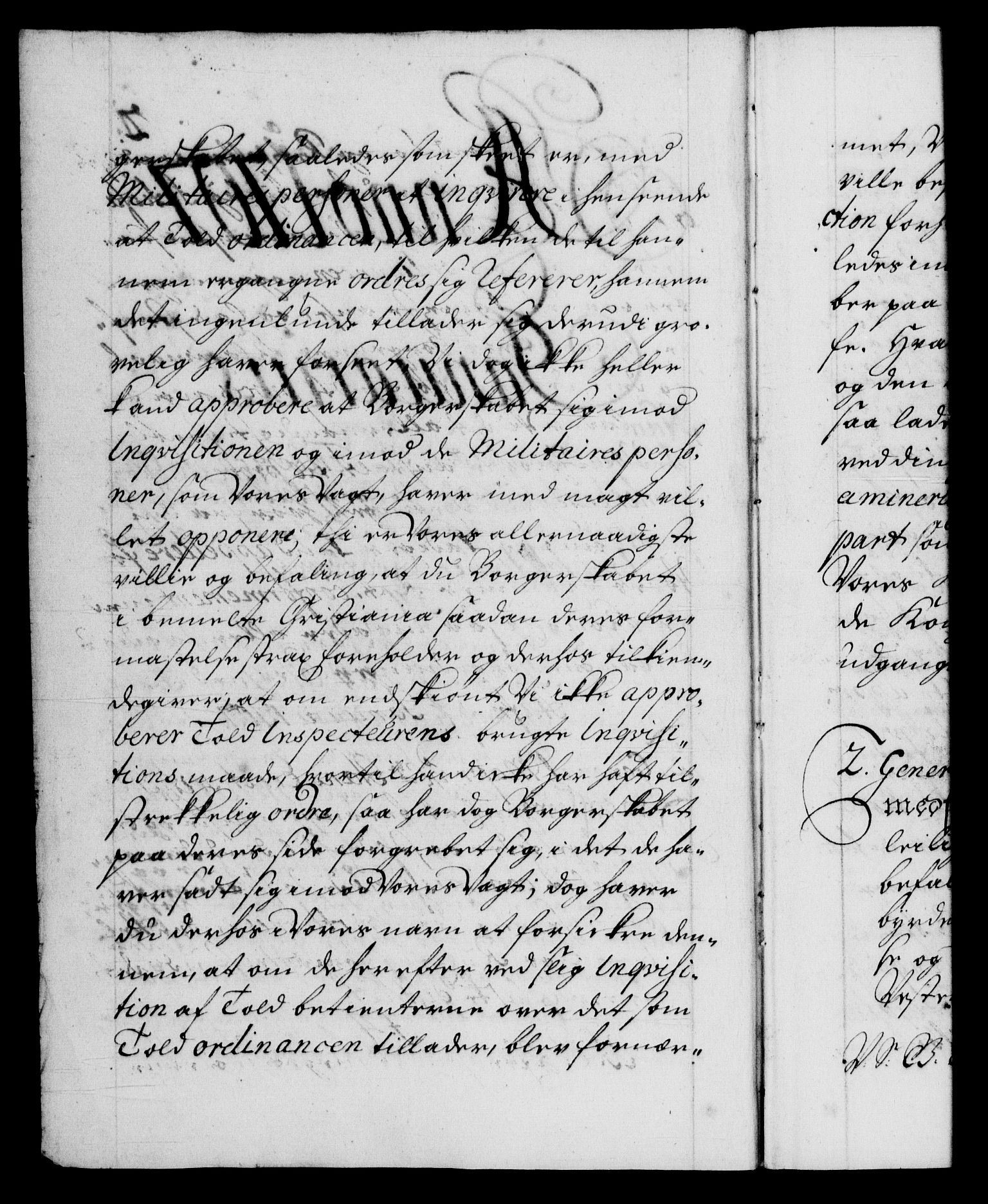 Danske Kanselli 1572-1799, AV/RA-EA-3023/F/Fc/Fca/Fcab/L0018: Norske tegnelser, 1707-1709, p. 1b