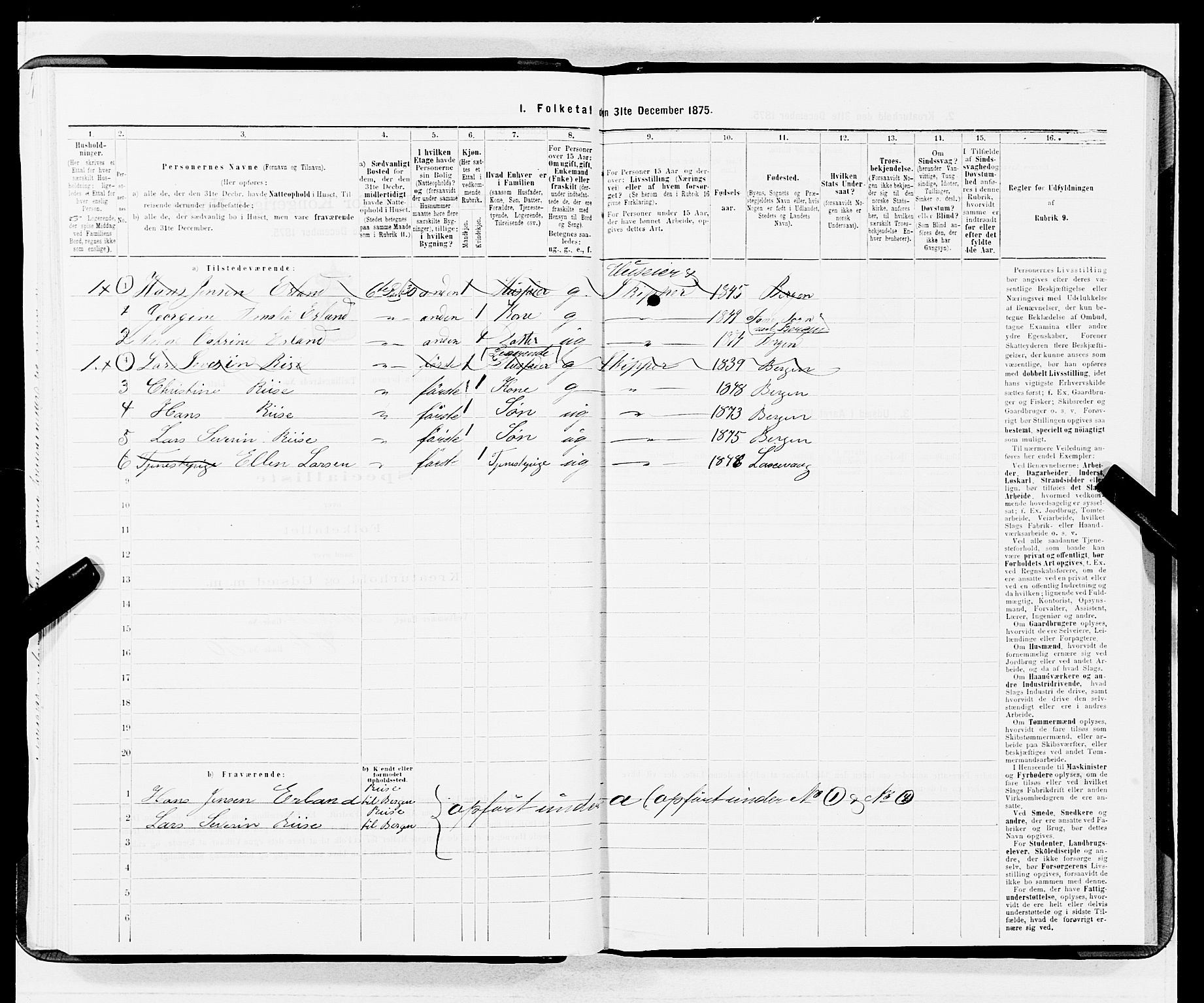 SAB, 1875 census for 1301 Bergen, 1875, p. 1243