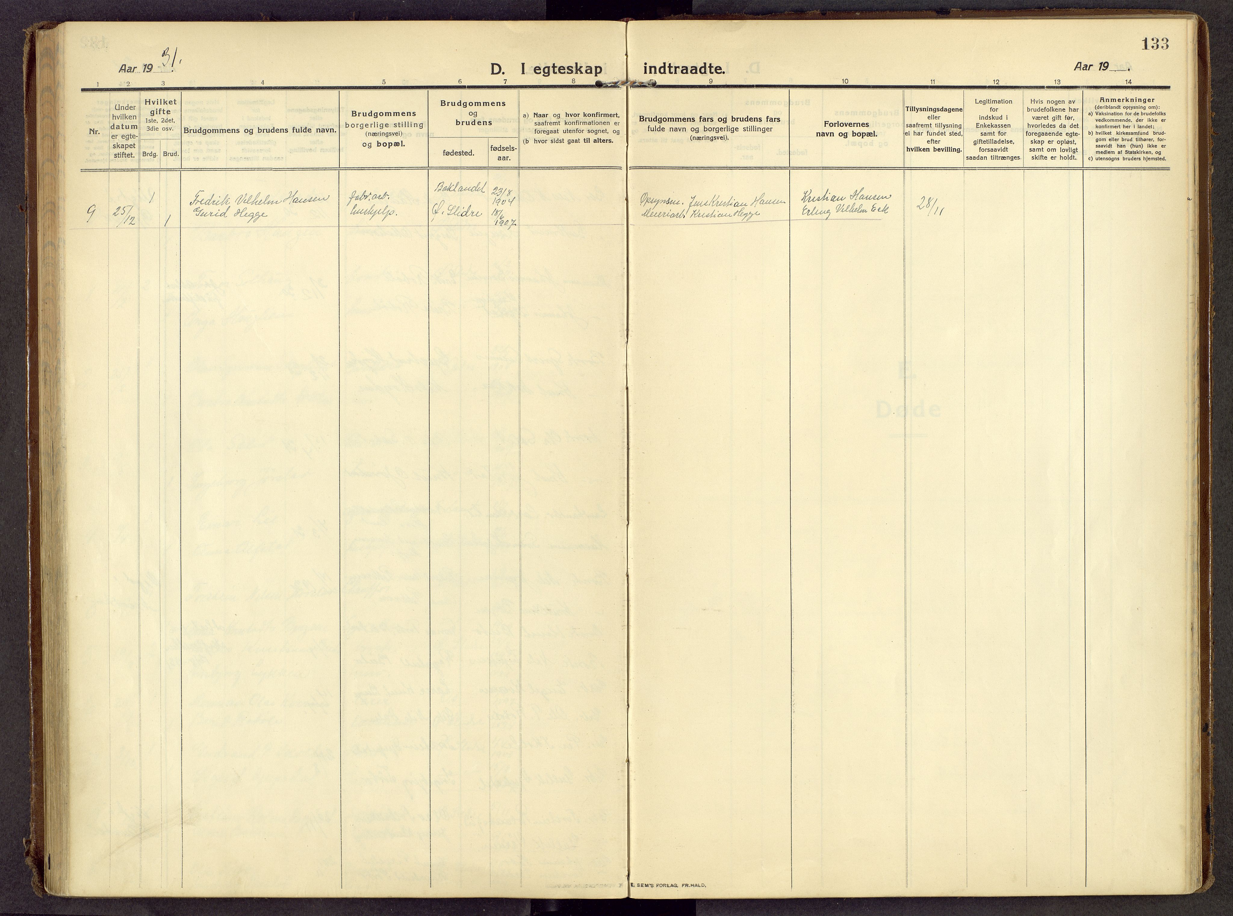 Øystre Slidre prestekontor, AV/SAH-PREST-138/H/Ha/Haa/L0007: Parish register (official) no. 7, 1911-1931, p. 133