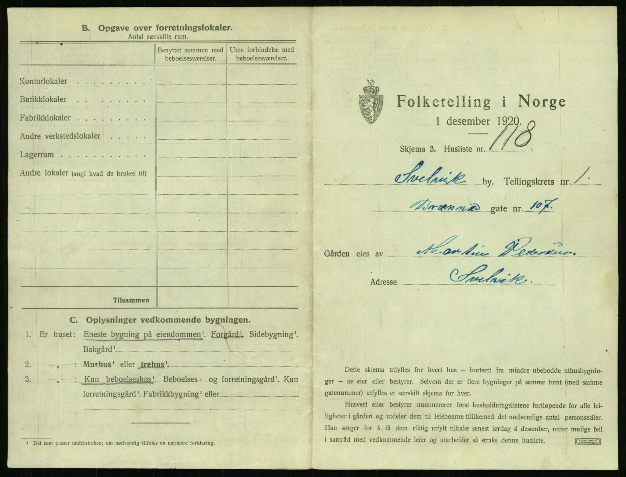 SAKO, 1920 census for Svelvik, 1920, p. 259