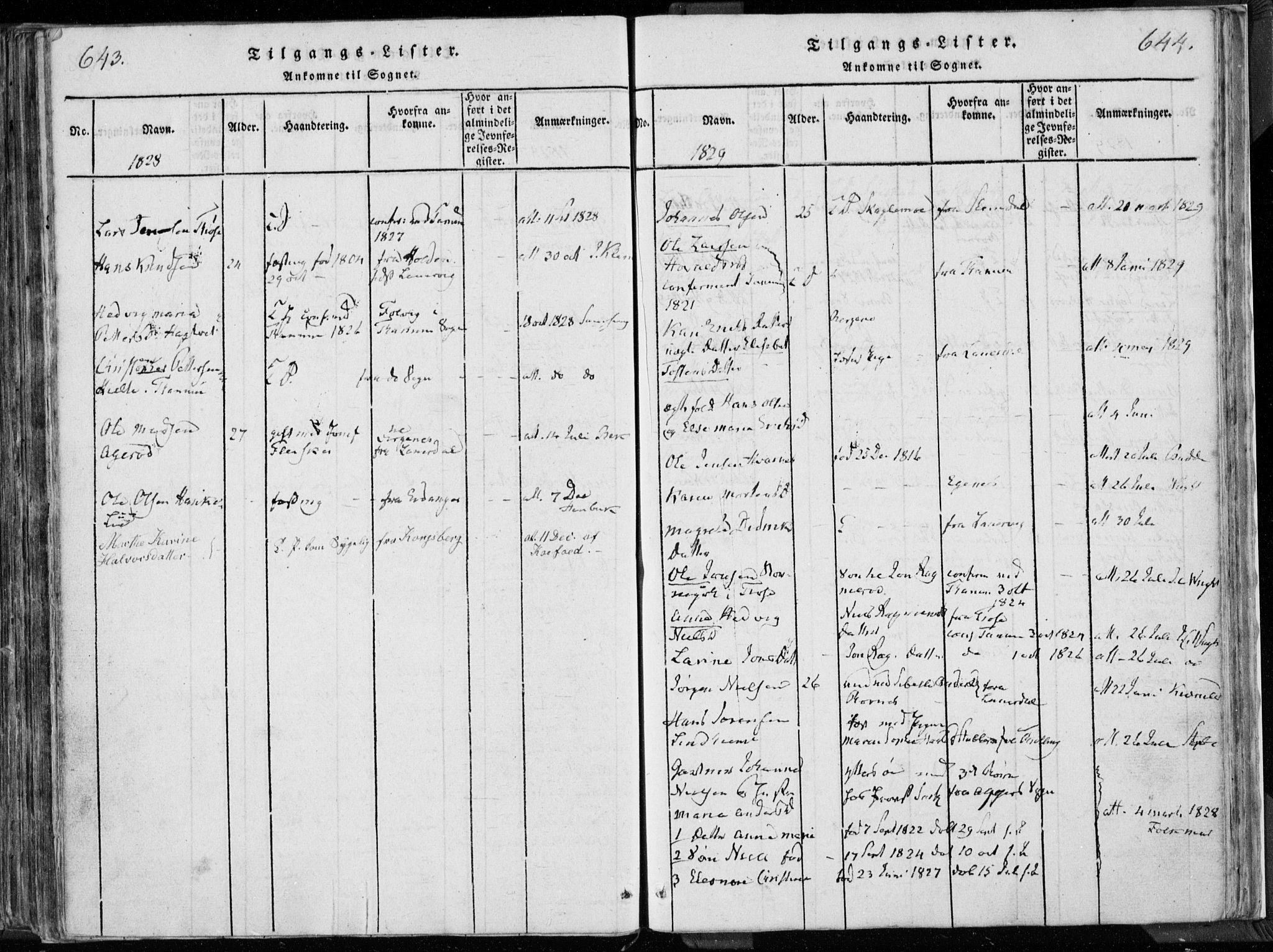 Hedrum kirkebøker, SAKO/A-344/F/Fa/L0004: Parish register (official) no. I 4, 1817-1835, p. 643-644