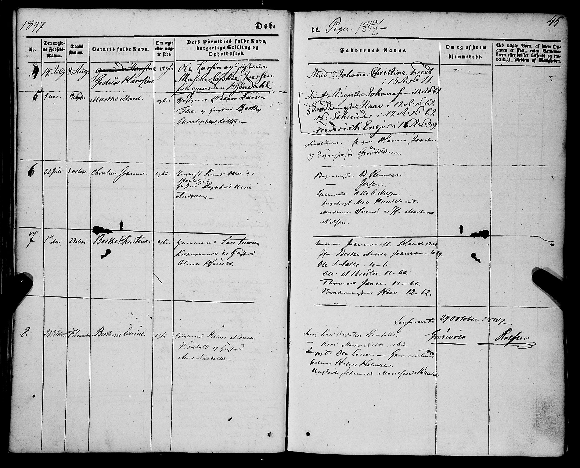 St. Jørgens hospital og Årstad sokneprestembete, AV/SAB-A-99934: Parish register (official) no. A 4, 1844-1863, p. 45