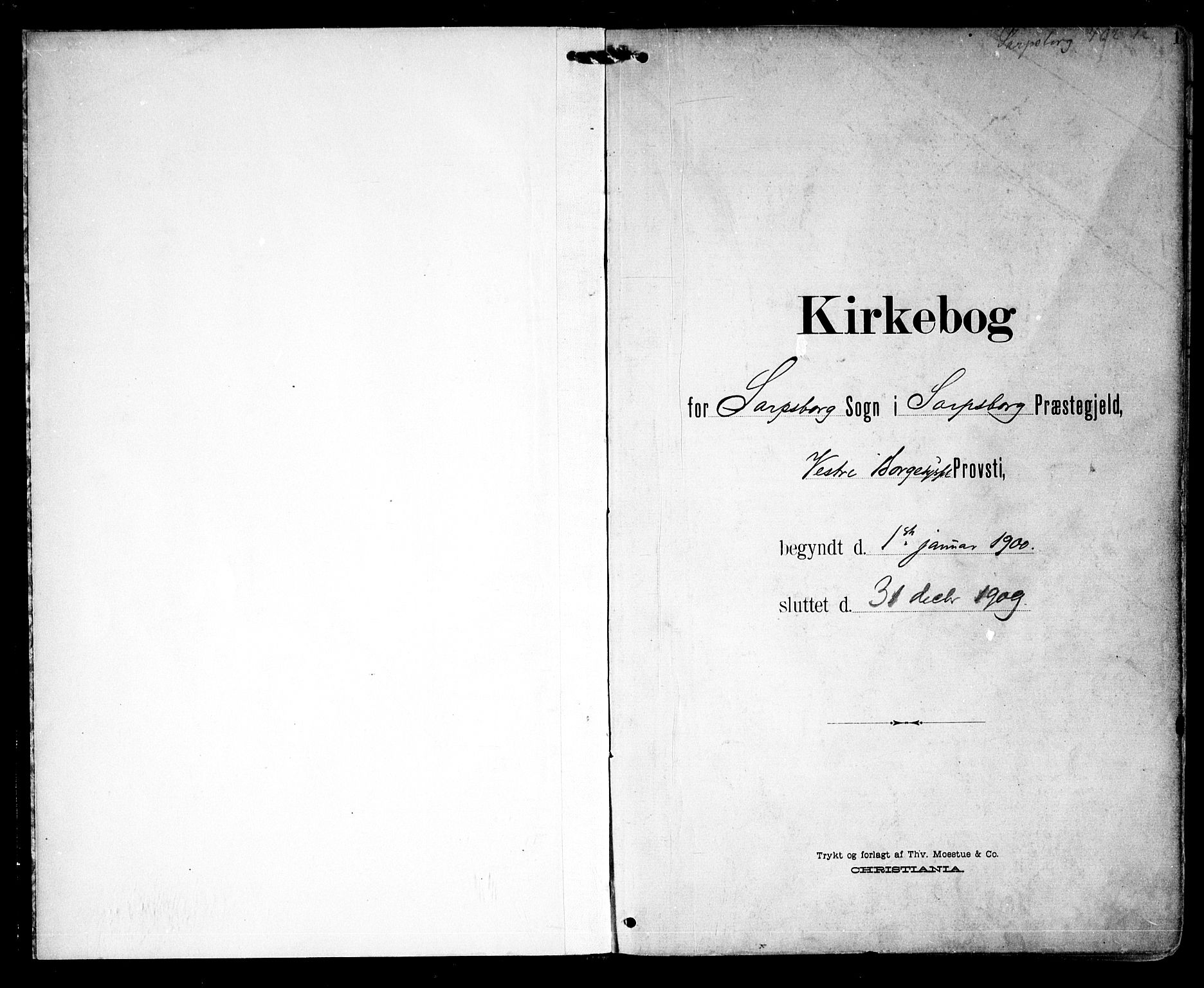 Sarpsborg prestekontor Kirkebøker, AV/SAO-A-2006/F/Fa/L0005: Parish register (official) no. 5, 1900-1909, p. 1