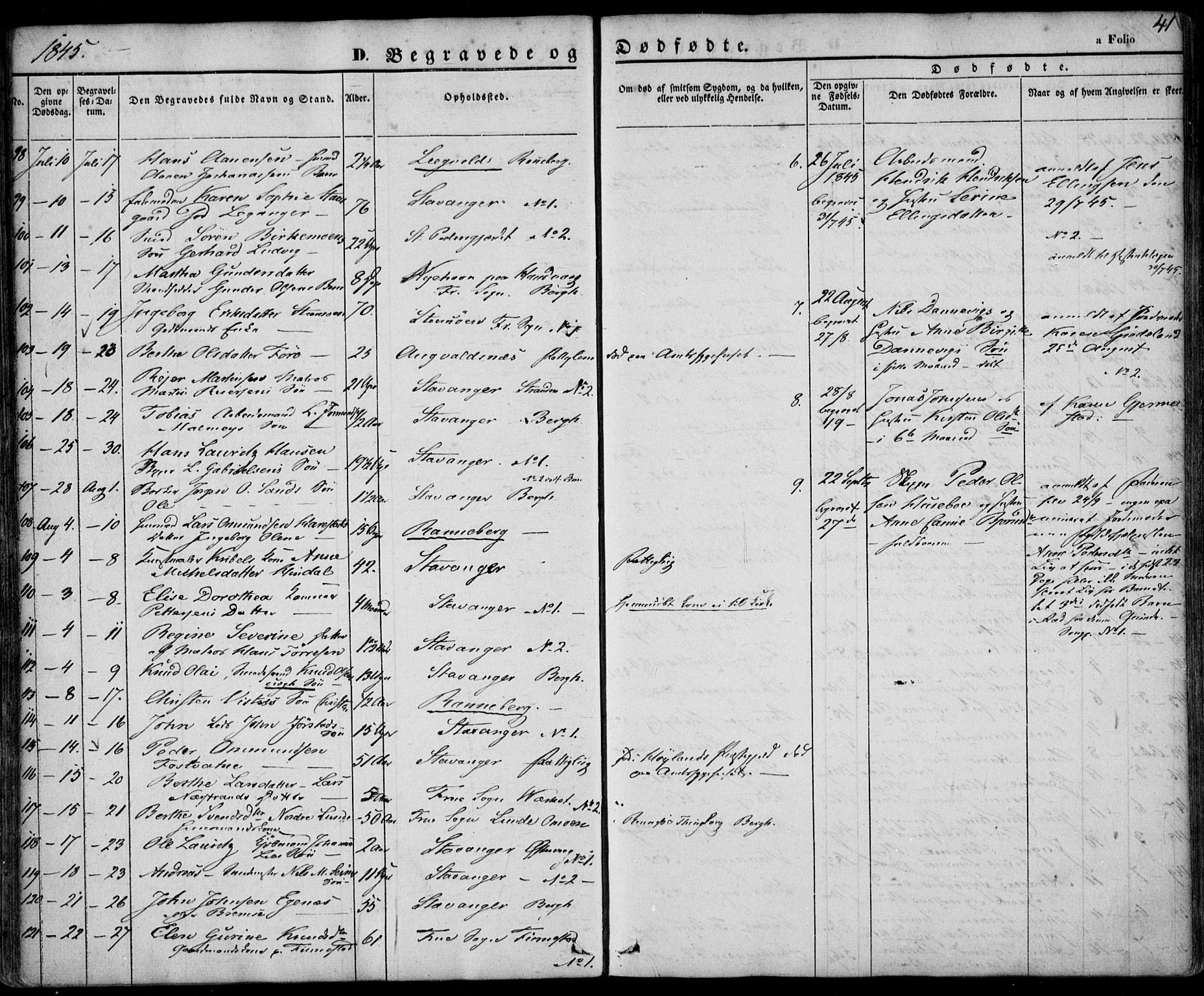 Domkirken sokneprestkontor, SAST/A-101812/001/30/30BA/L0014: Parish register (official) no. A 13, 1841-1851, p. 41