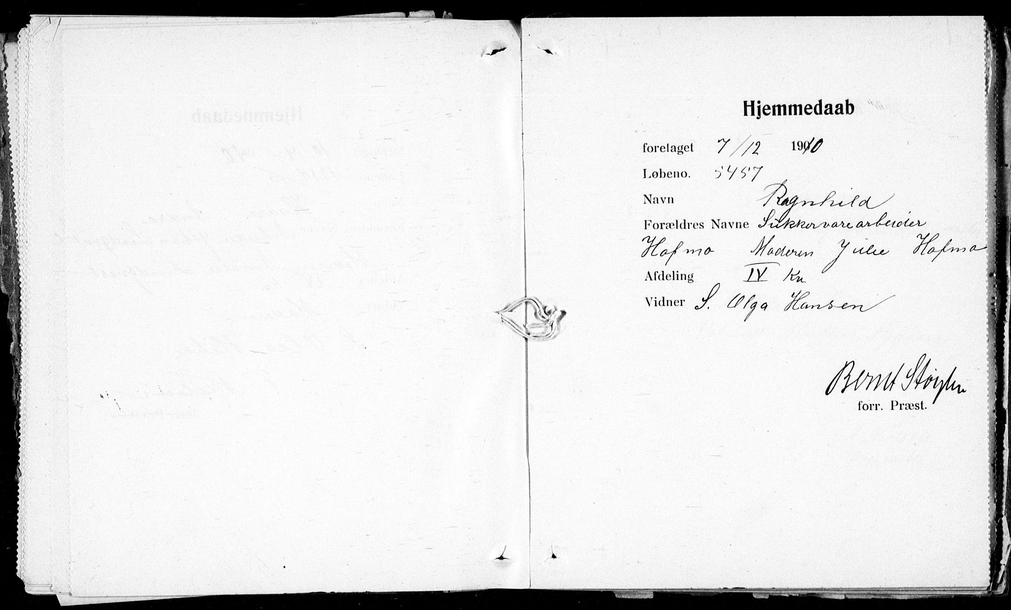 Ullevål sykehus prestekontor Kirkebøker, SAO/A-10542a/K/Ka/L0002: Baptism register no. 2, 1907-1924