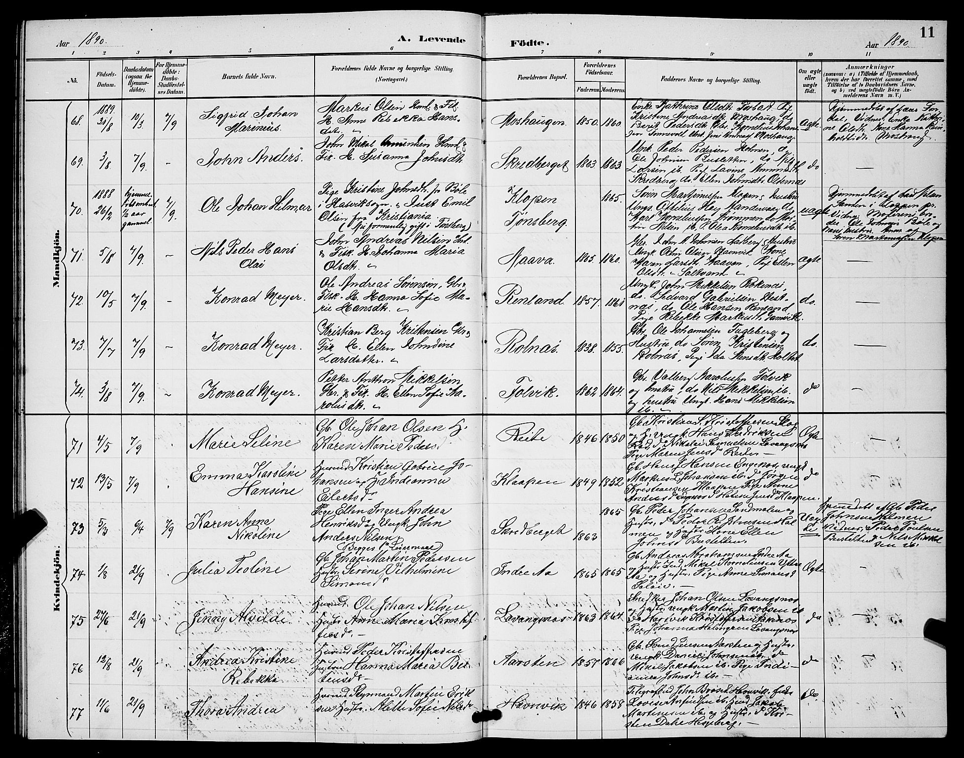 Ibestad sokneprestembete, SATØ/S-0077/H/Ha/Hab/L0008klokker: Parish register (copy) no. 8, 1890-1903, p. 11