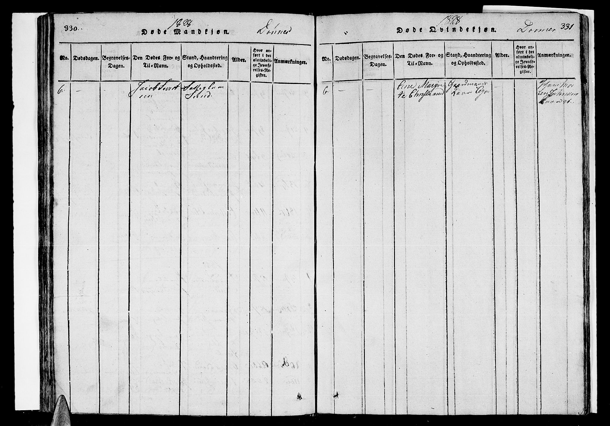 Ministerialprotokoller, klokkerbøker og fødselsregistre - Nordland, AV/SAT-A-1459/838/L0547: Parish register (official) no. 838A05 /2, 1820-1828, p. 330-331