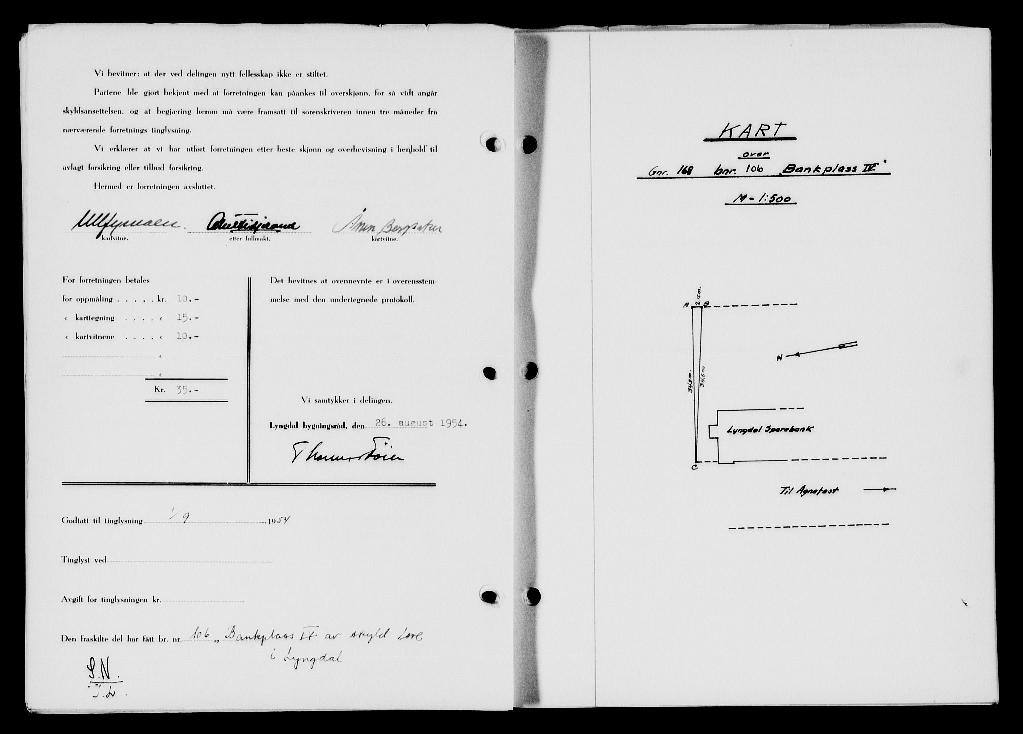 Lyngdal sorenskriveri, AV/SAK-1221-0004/G/Gb/L0670: Mortgage book no. A XVI, 1954-1954, Diary no: : 752/1954