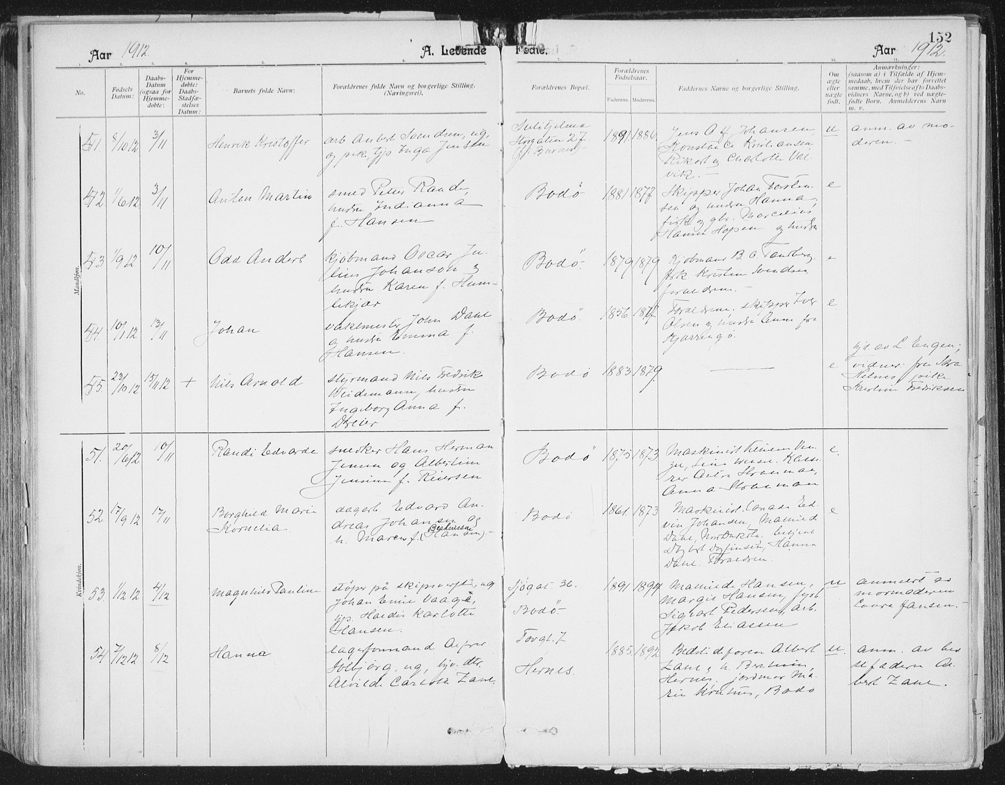 Ministerialprotokoller, klokkerbøker og fødselsregistre - Nordland, AV/SAT-A-1459/801/L0011: Parish register (official) no. 801A11, 1900-1916, p. 152