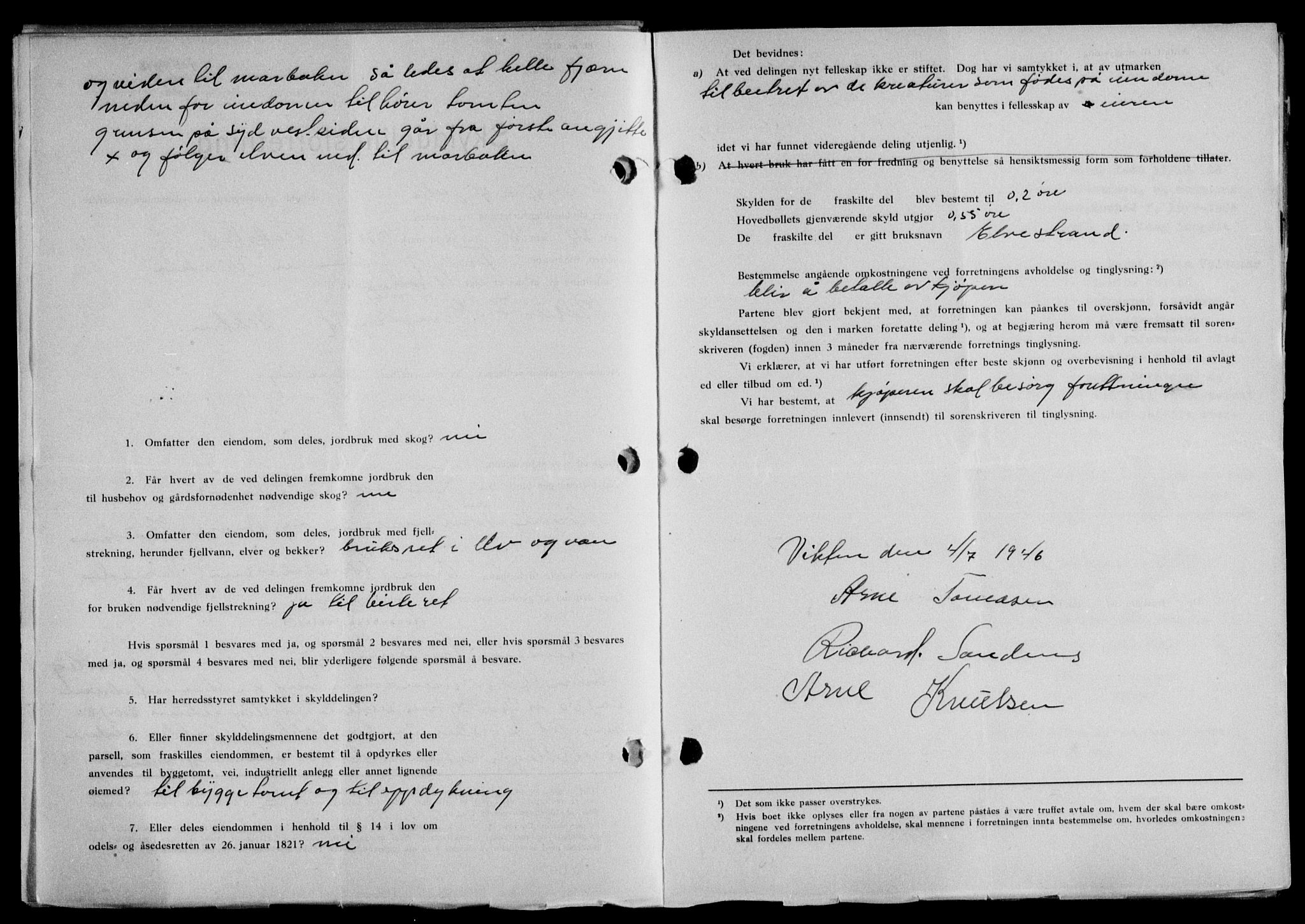 Lofoten sorenskriveri, SAT/A-0017/1/2/2C/L0014a: Mortgage book no. 14a, 1946-1946, Diary no: : 905/1946