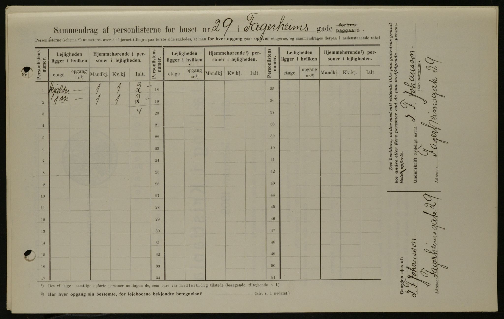 OBA, Municipal Census 1908 for Kristiania, 1908, p. 21042