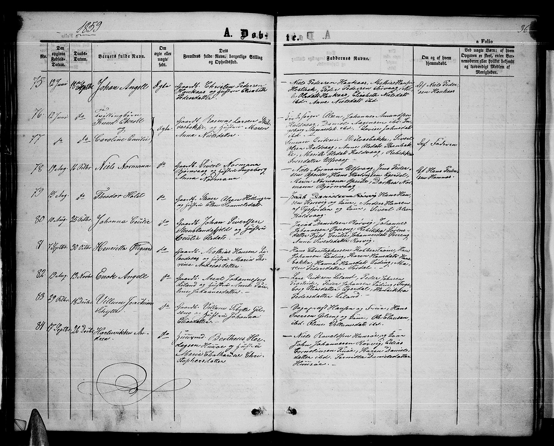 Ministerialprotokoller, klokkerbøker og fødselsregistre - Nordland, AV/SAT-A-1459/859/L0857: Parish register (copy) no. 859C03, 1854-1873, p. 36