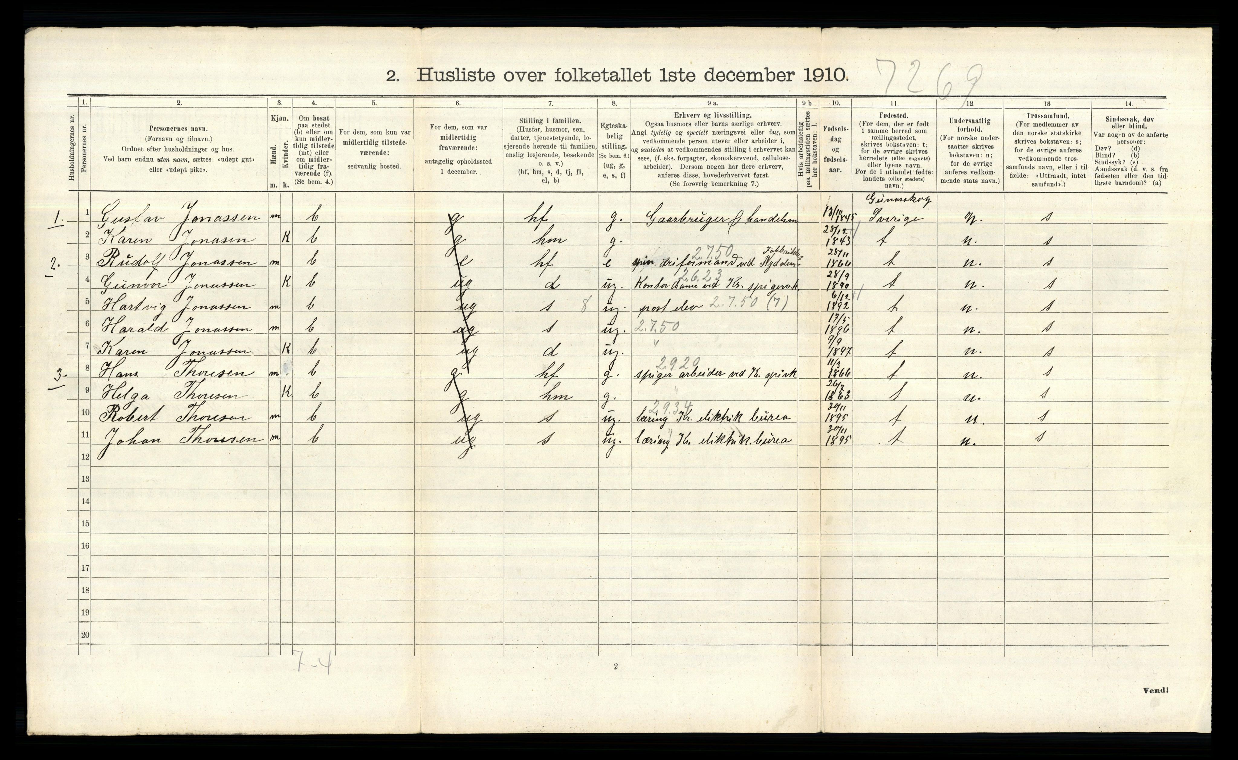 RA, 1910 census for Aker, 1910, p. 2886