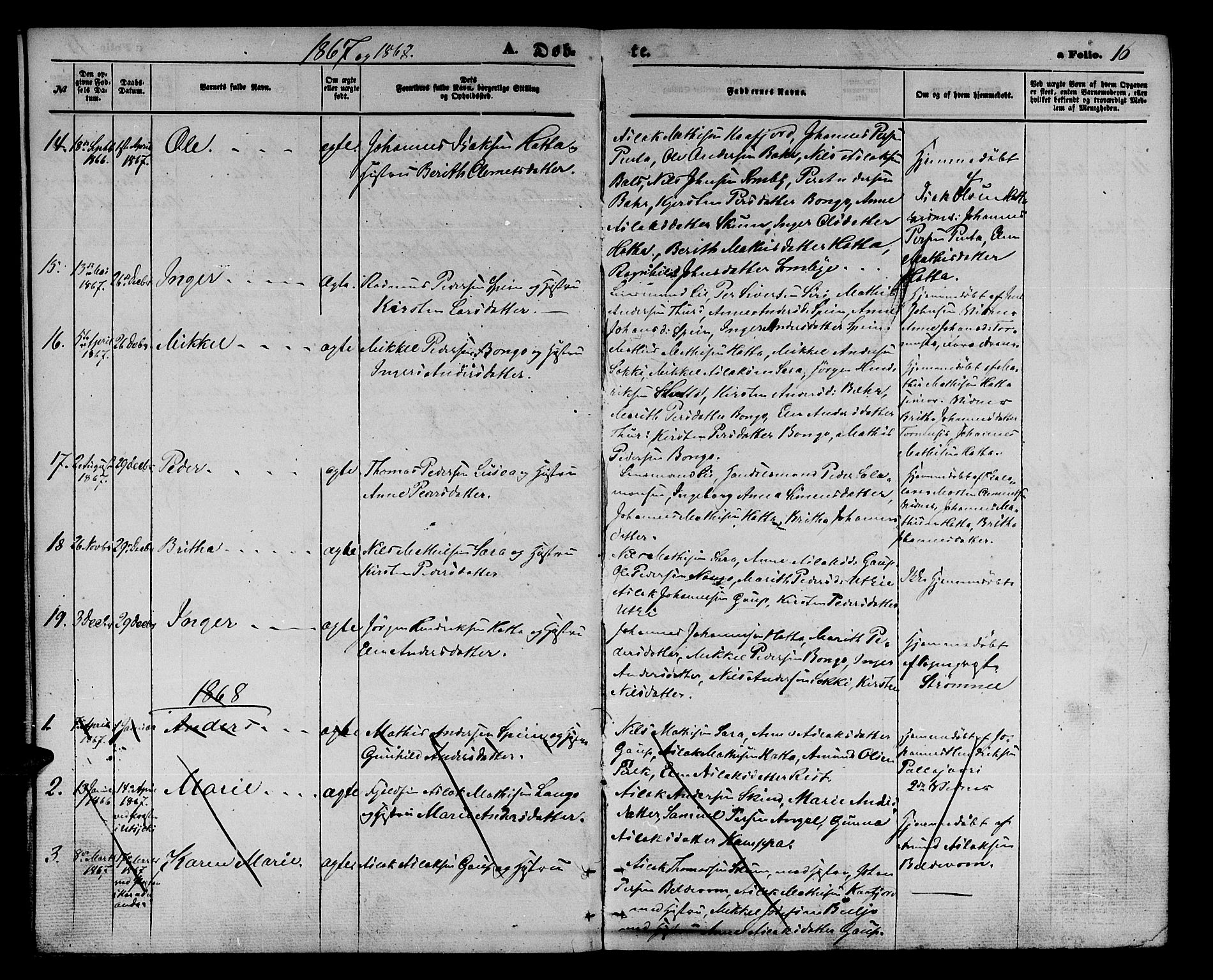 Kautokeino sokneprestembete, SATØ/S-1340/H/Hb/L0001.klokk: Parish register (copy) no. 1, 1862-1878, p. 16