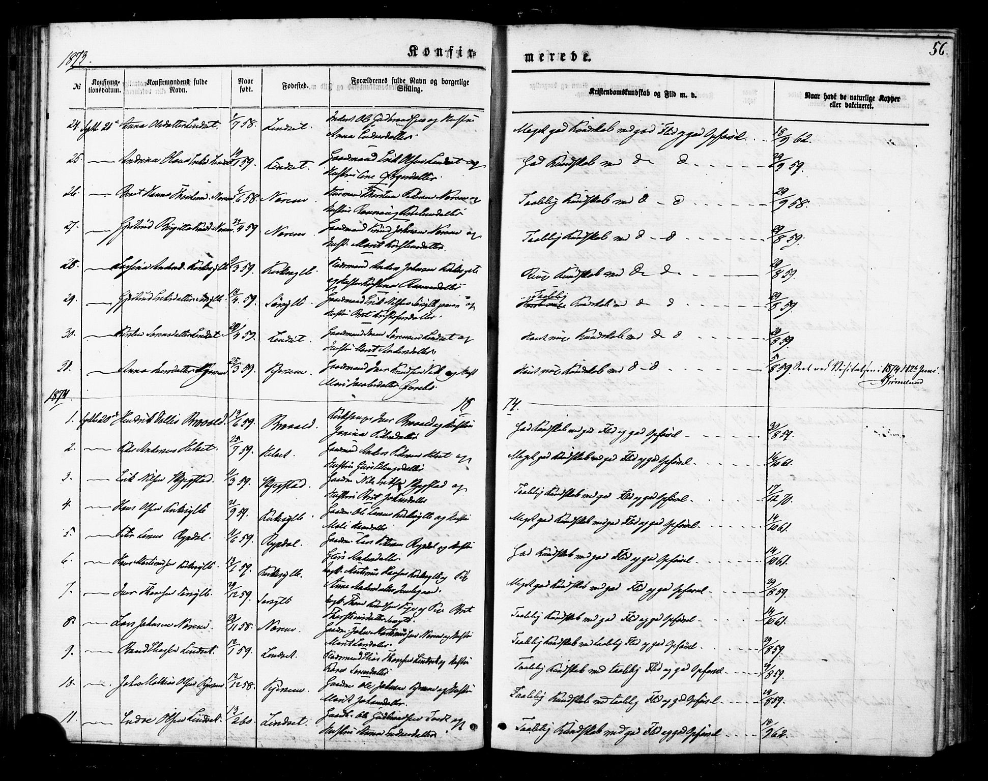Ministerialprotokoller, klokkerbøker og fødselsregistre - Møre og Romsdal, SAT/A-1454/541/L0545: Parish register (official) no. 541A02, 1872-1886, p. 56