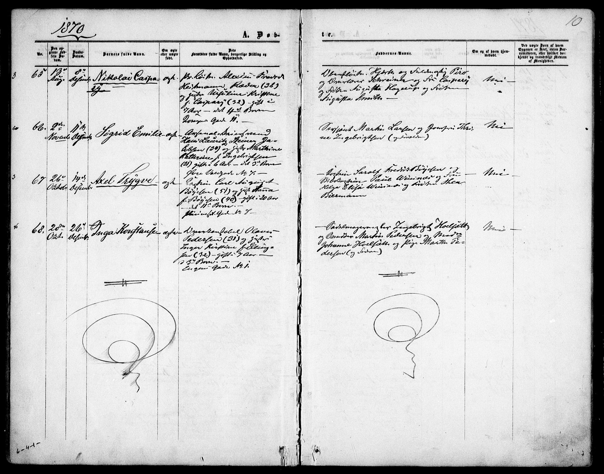 Garnisonsmenigheten Kirkebøker, AV/SAO-A-10846/F/Fa/L0011: Parish register (official) no. 11, 1870-1880, p. 10