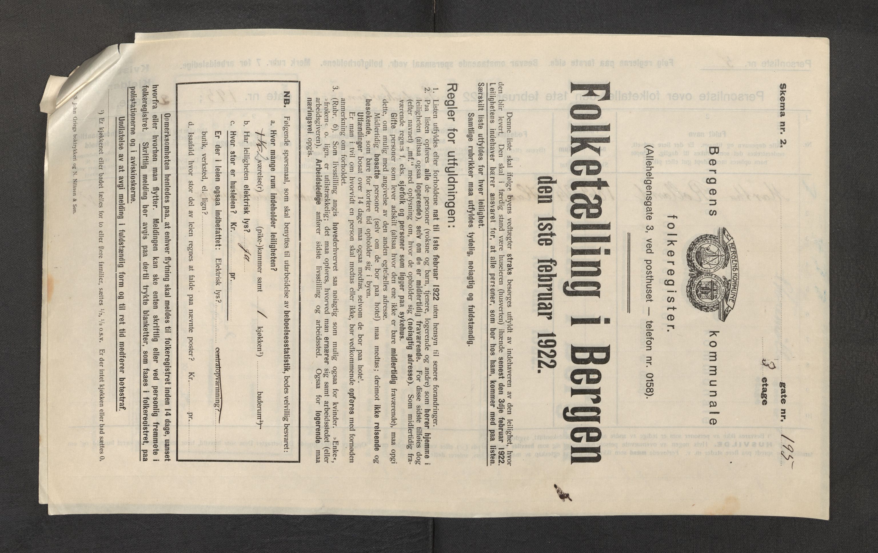 SAB, Municipal Census 1922 for Bergen, 1922, p. 34541