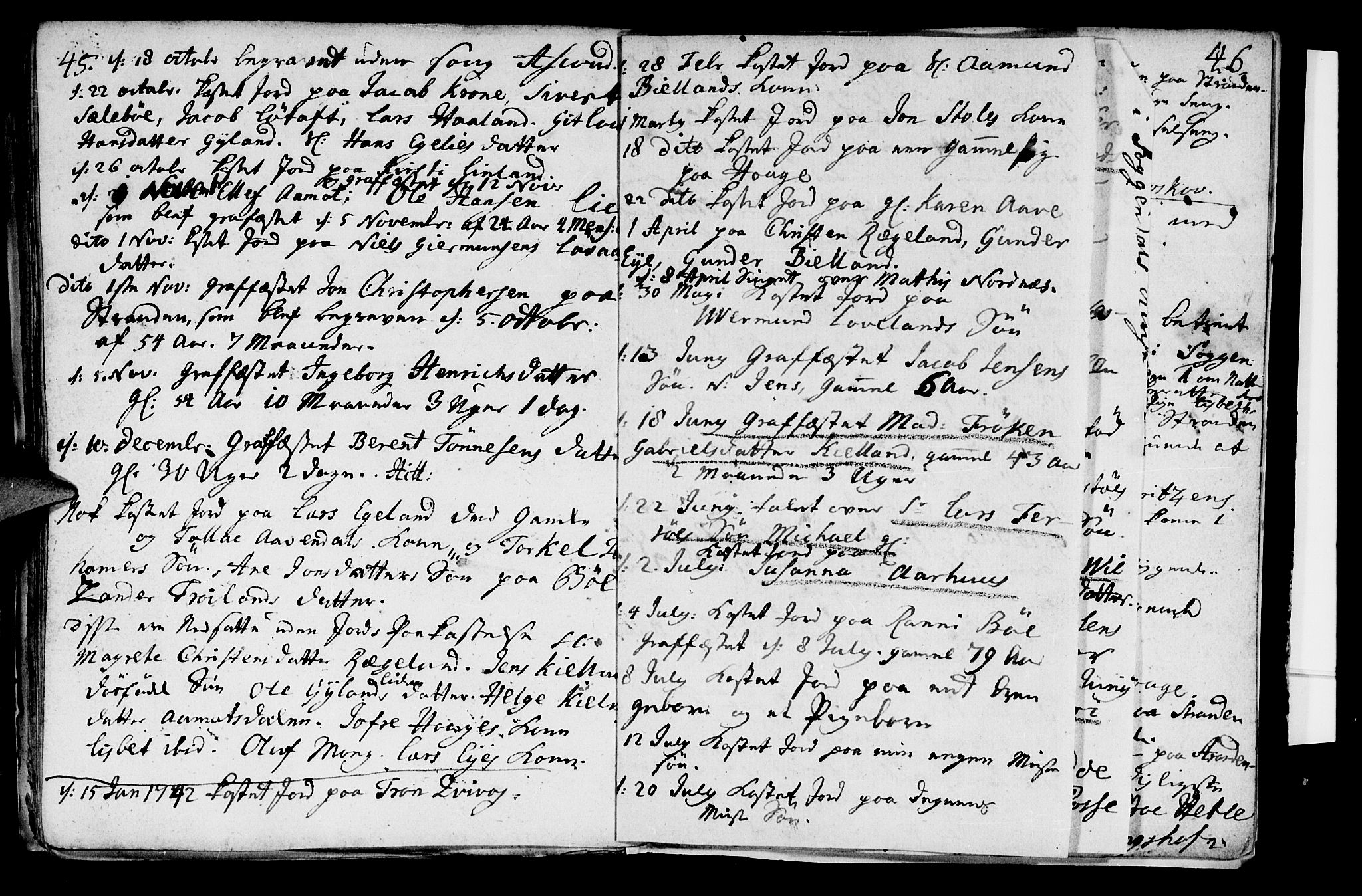 Sokndal sokneprestkontor, AV/SAST-A-101808: Parish register (official) no. A 2, 1740-1743, p. 45