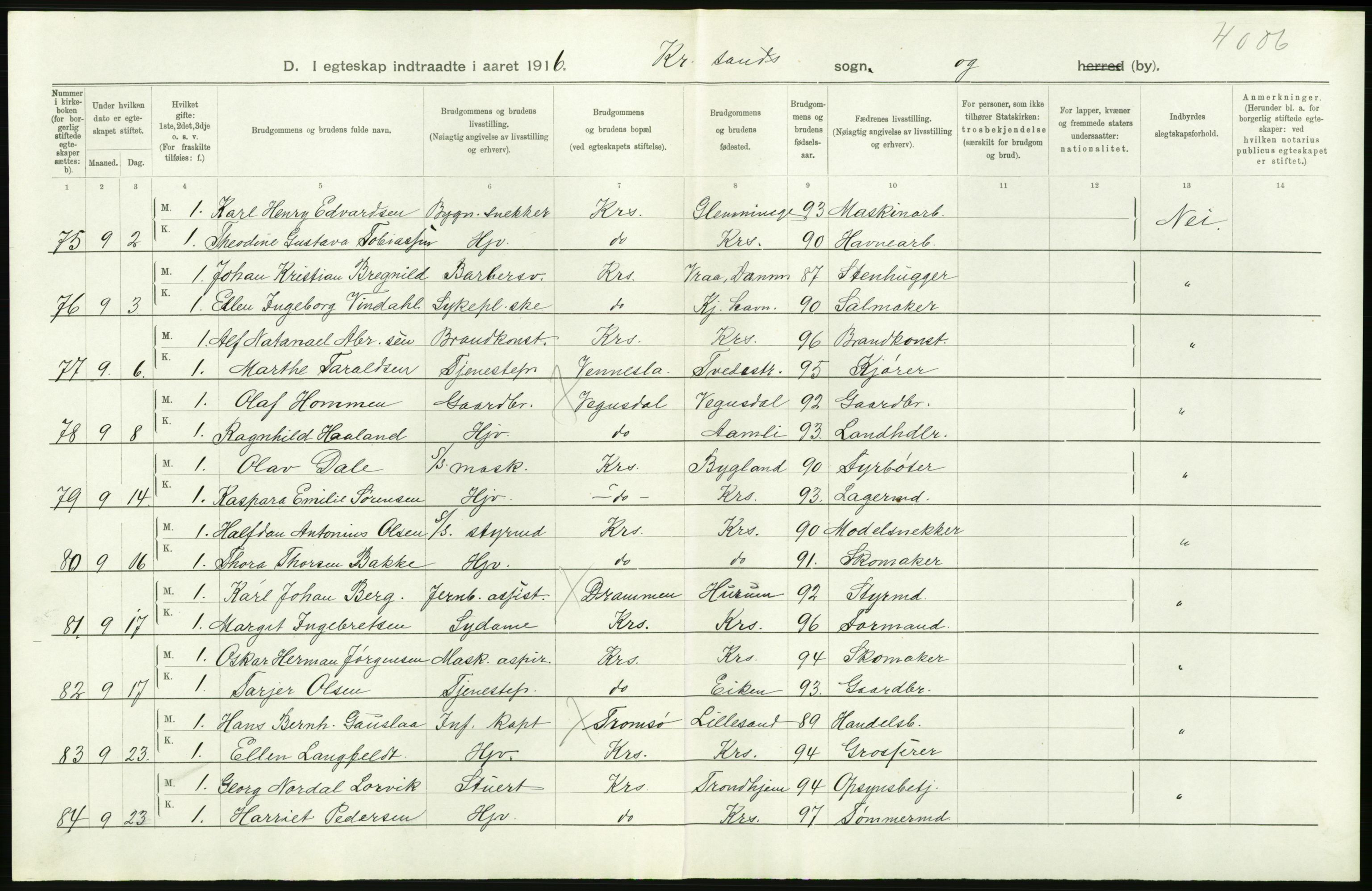 Statistisk sentralbyrå, Sosiodemografiske emner, Befolkning, AV/RA-S-2228/D/Df/Dfb/Dfbf/L0028: Lister og Mandals amt: Gifte, døde, dødfødte. Bygder og byer., 1916, p. 110