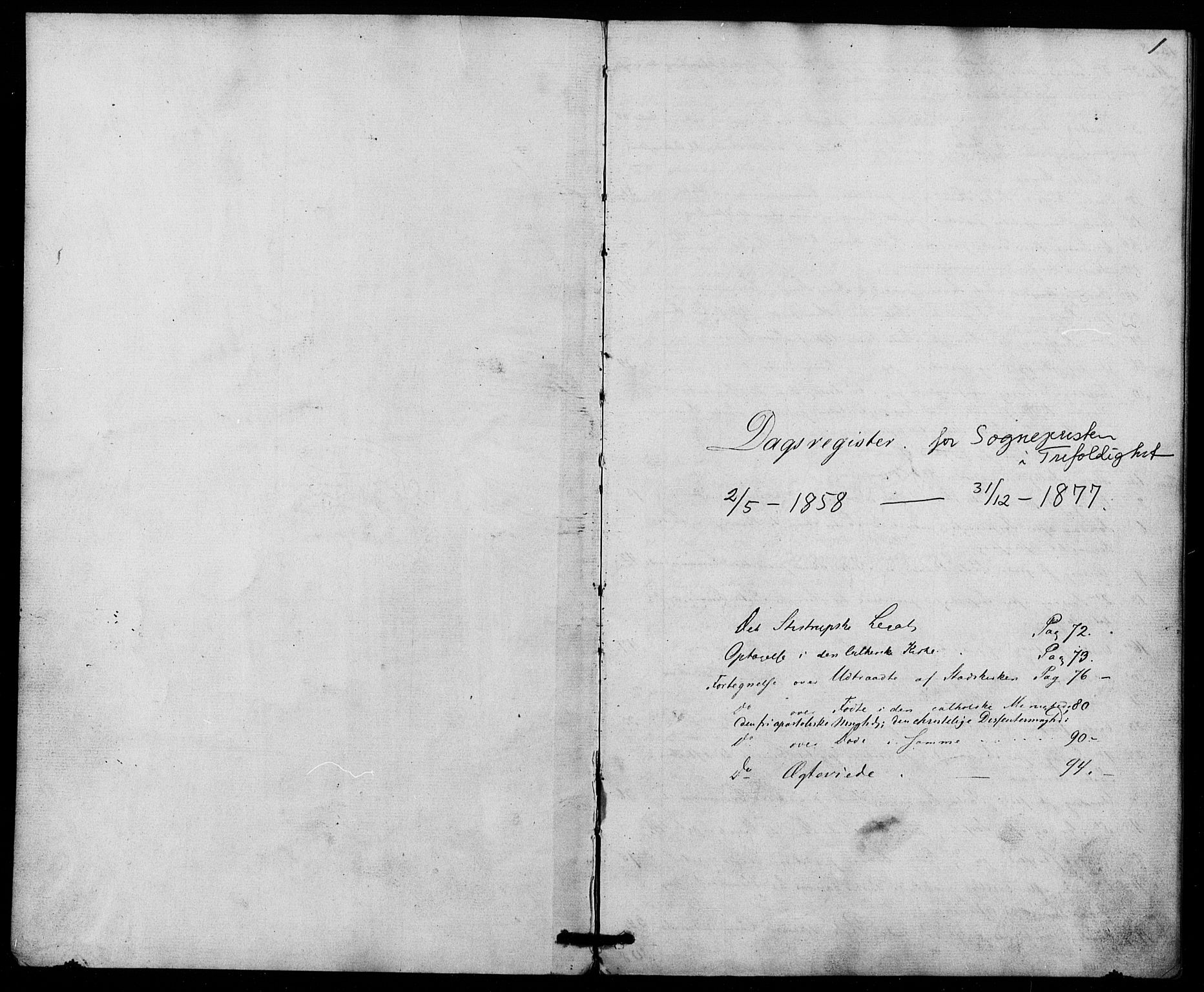 Trefoldighet prestekontor Kirkebøker, AV/SAO-A-10882/I/Ia/L0001: Diary records no. 1, 1858-1877, p. 1