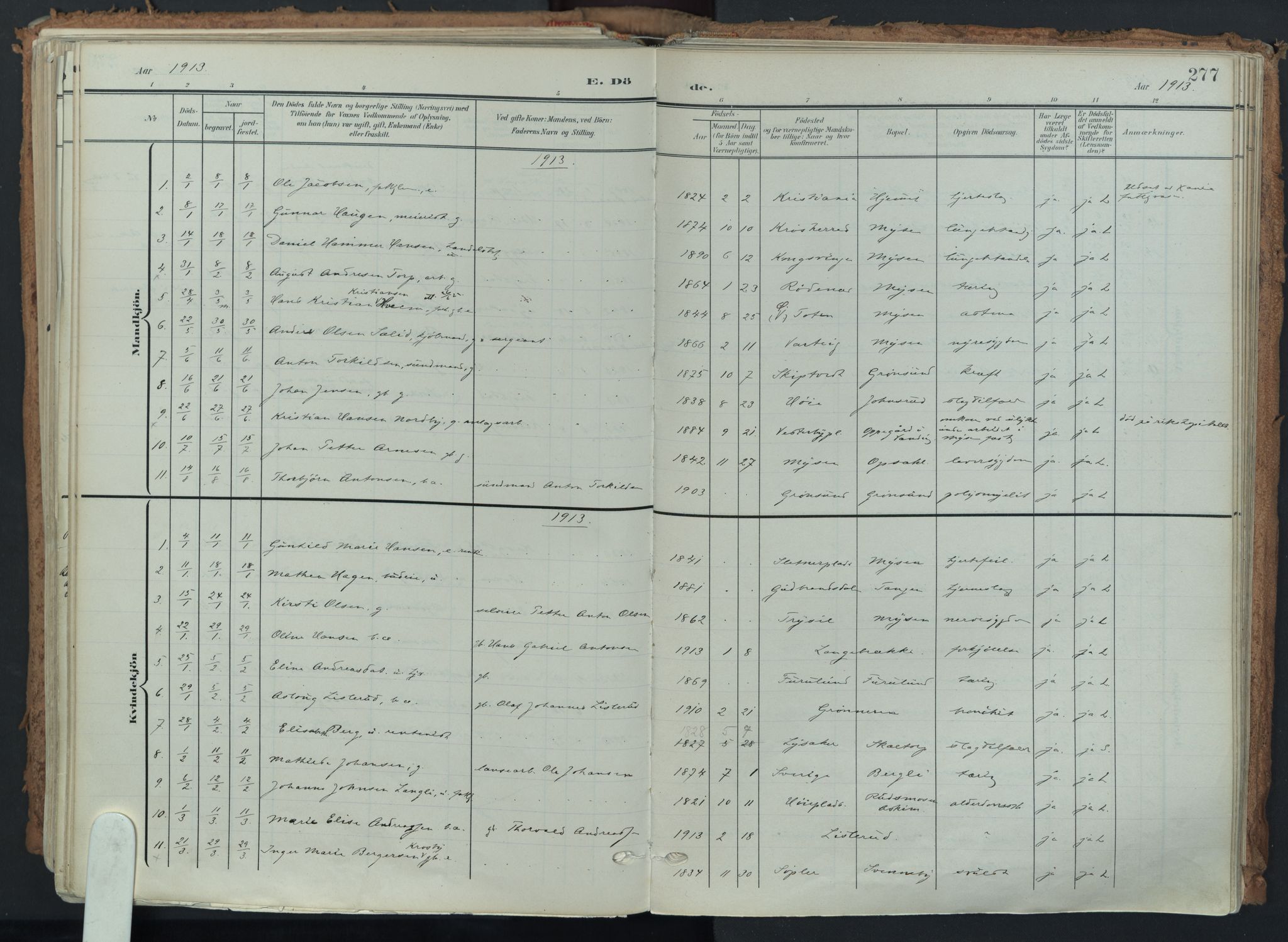 Eidsberg prestekontor Kirkebøker, AV/SAO-A-10905/F/Fa/L0014: Parish register (official) no. I 14, 1902-1919, p. 277