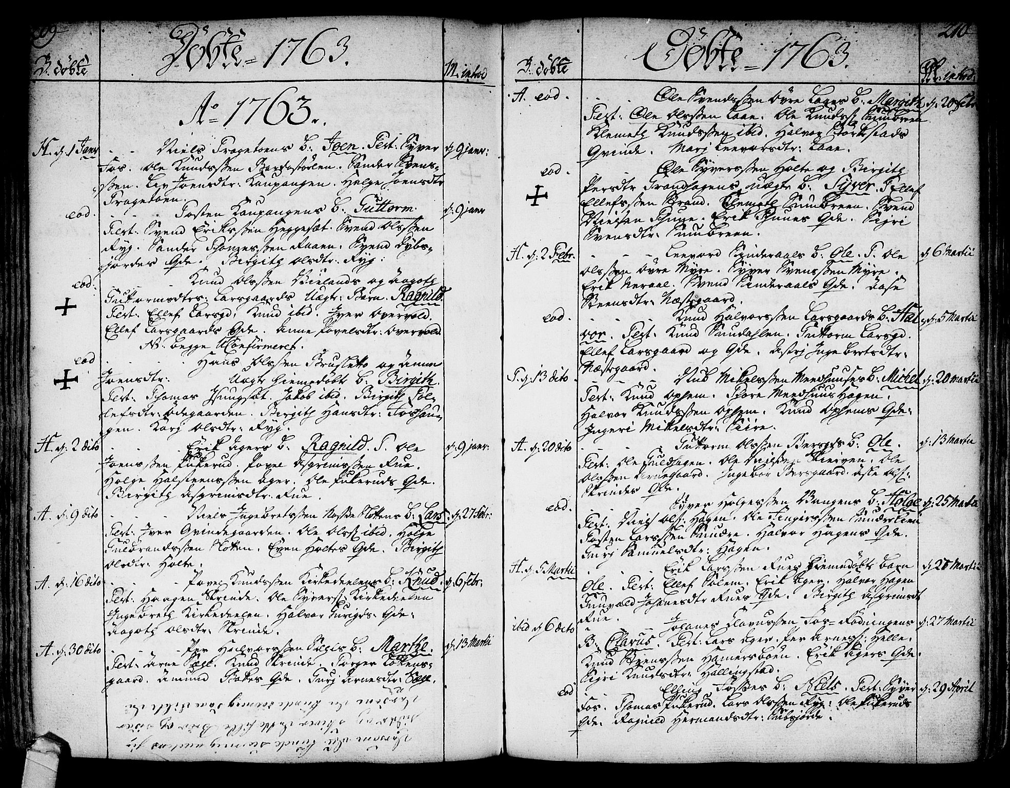 Ål kirkebøker, SAKO/A-249/F/Fa/L0001: Parish register (official) no. I 1, 1744-1769, p. 209-210