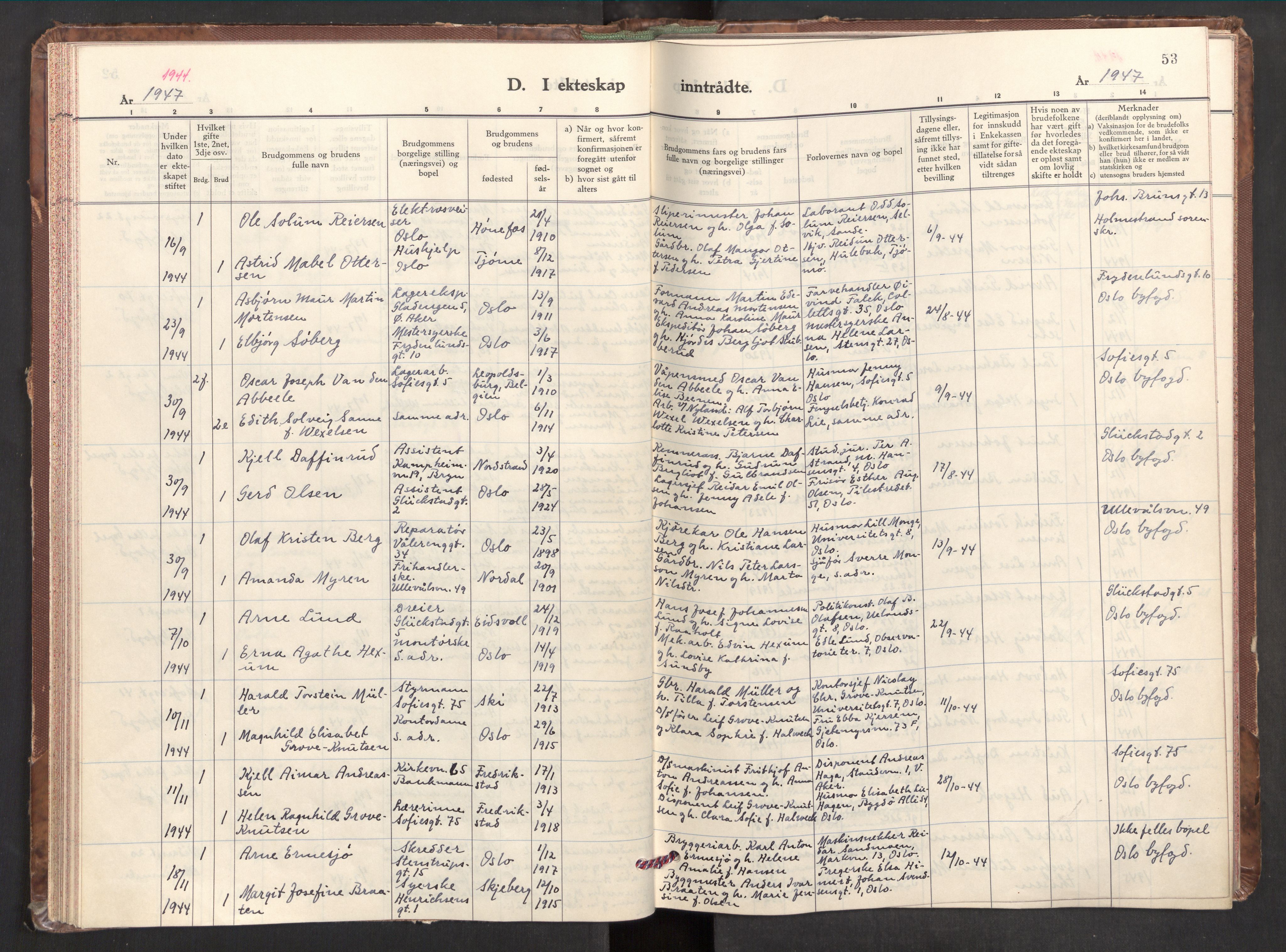 Markus prestekontor Kirkebøker, AV/SAO-A-10830/F/L0005: Parish register (official) no. 5, 1942-1960, p. 53